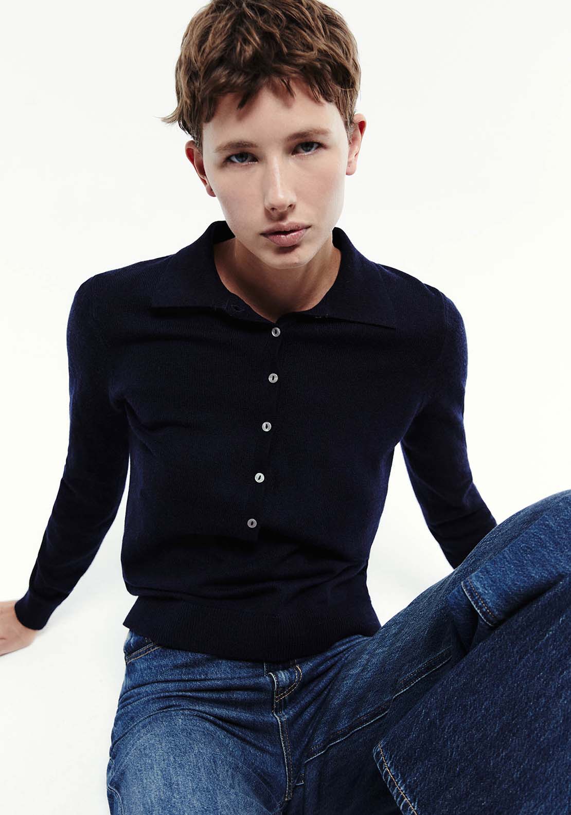 Polo Collar Sweater - Blue