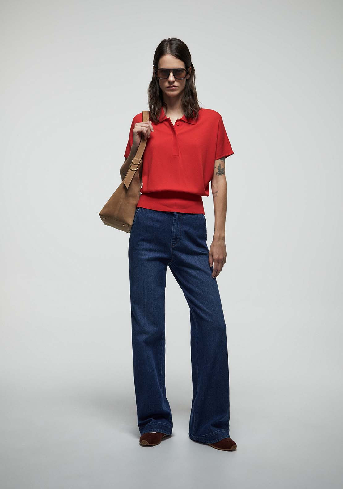 Polo Collar Sweater - Red