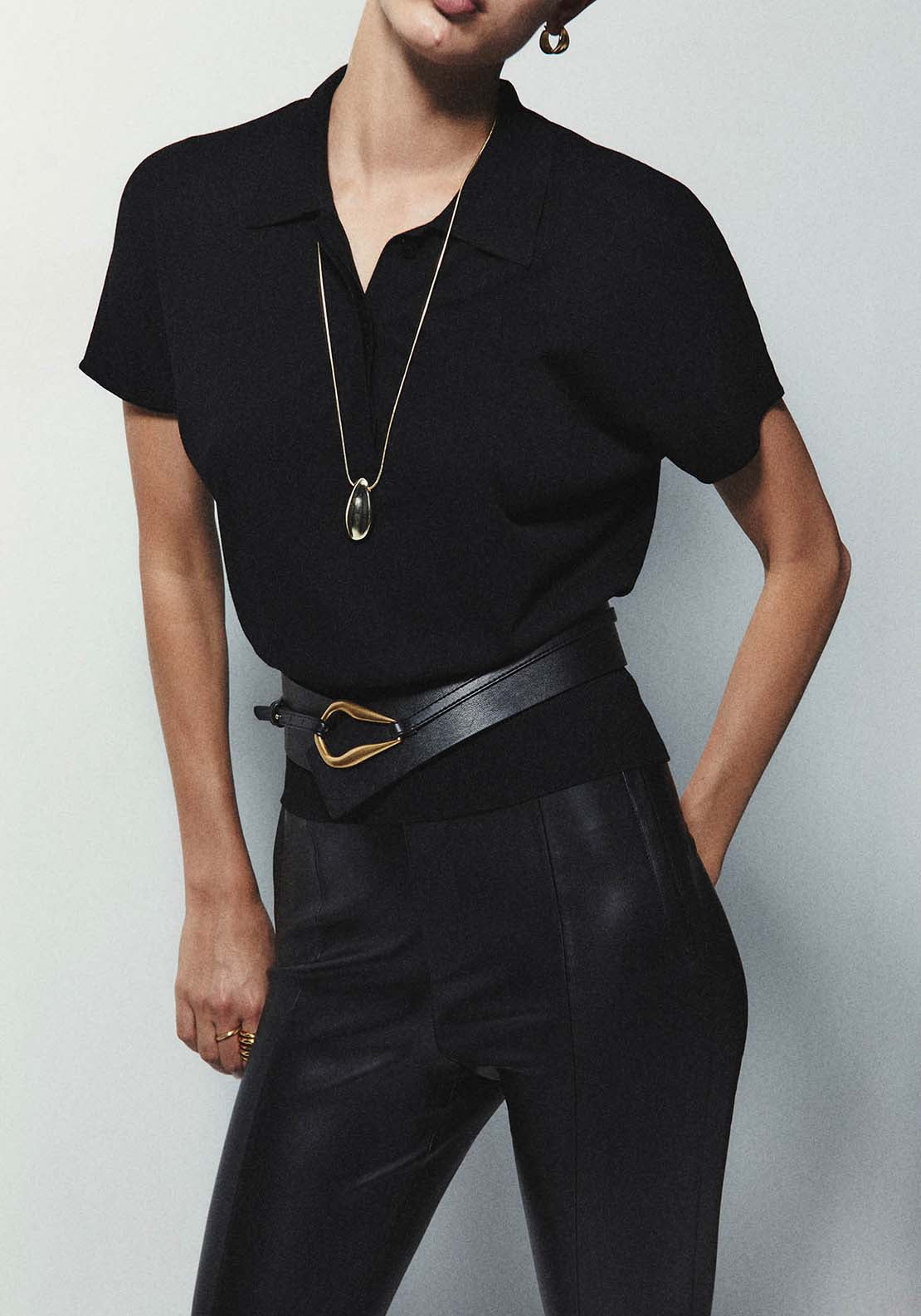 Polo Collar Sweater - Black