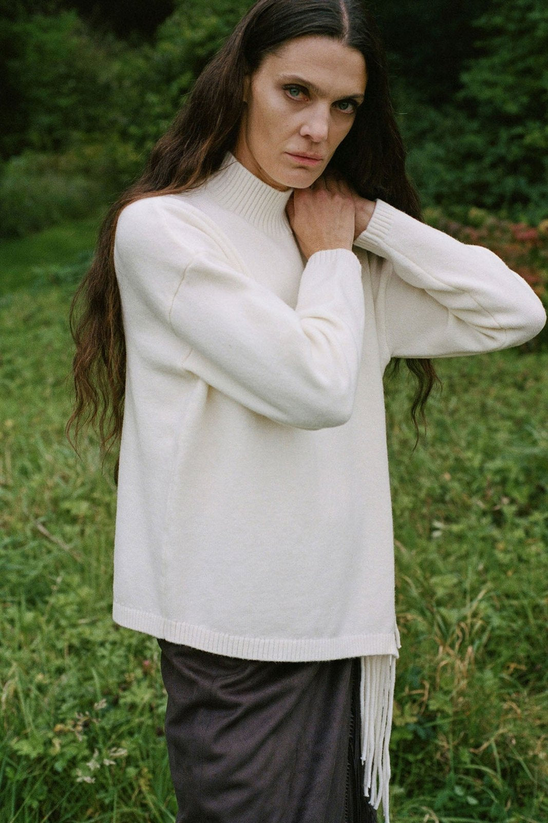 Side Fringe Sweater - Cream