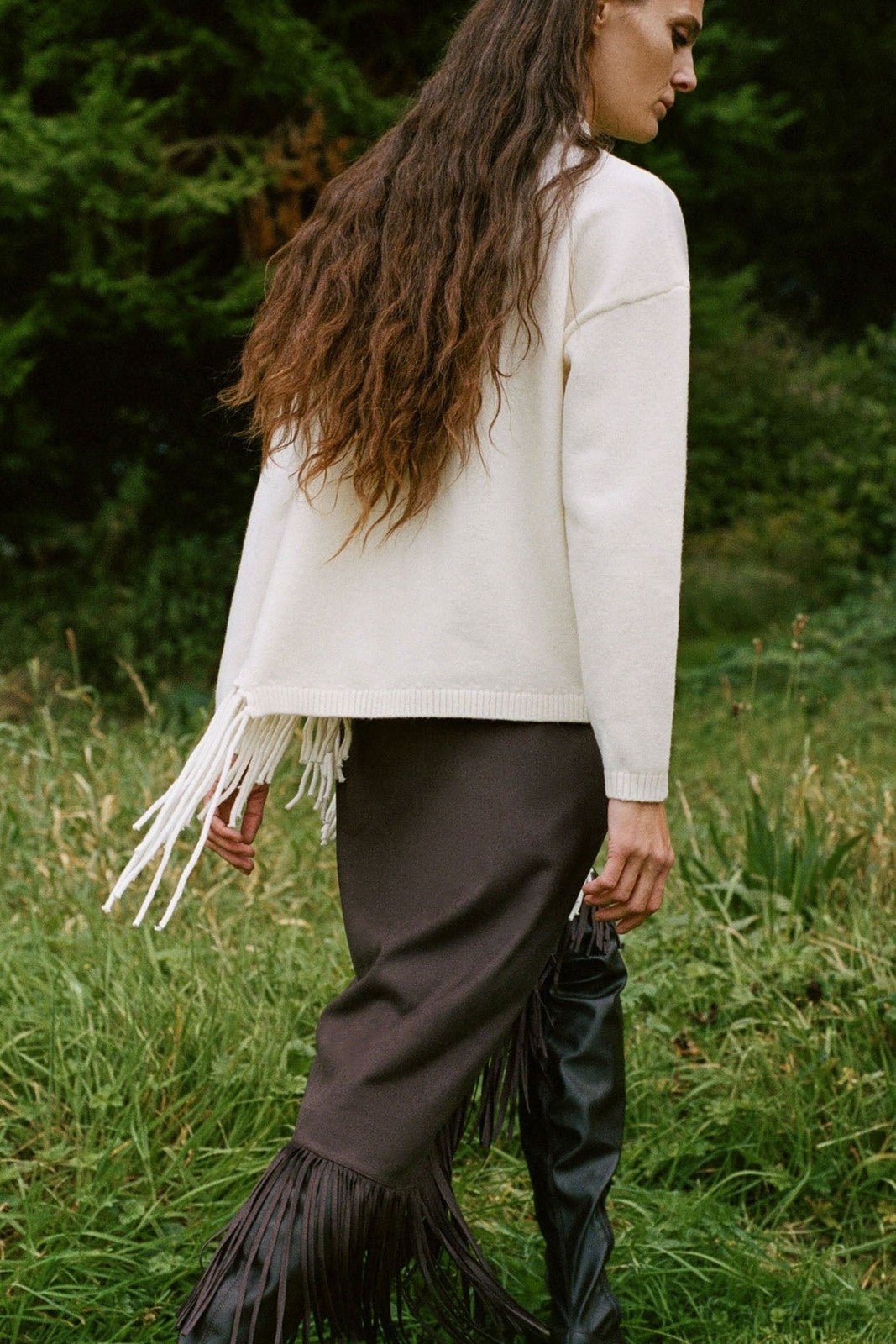 Side Fringe Sweater - Cream