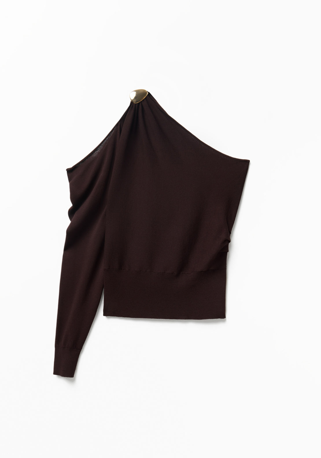 Asymmetric Side Ruching Top - Brown