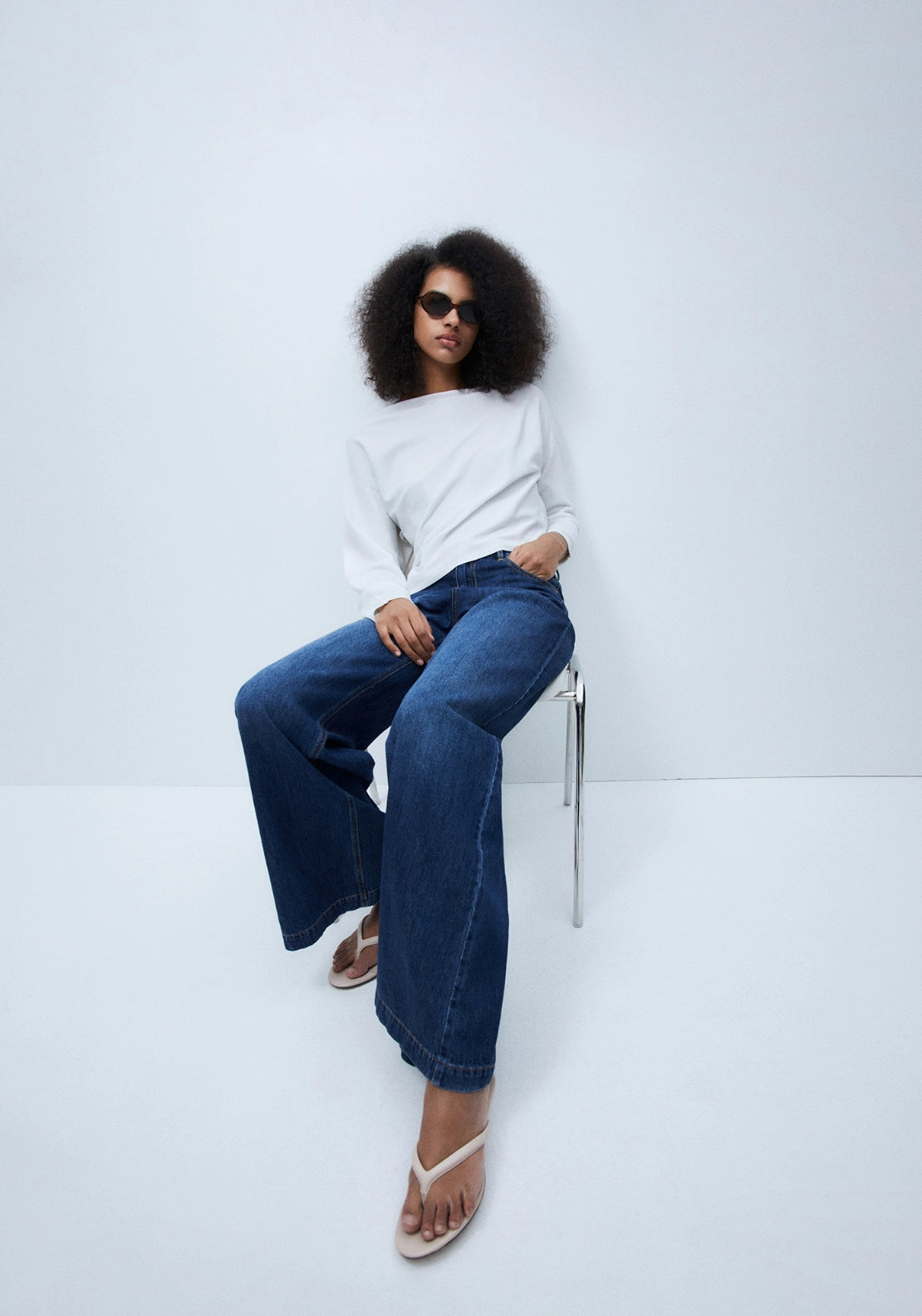 Asymmetric Neck Sweater - White