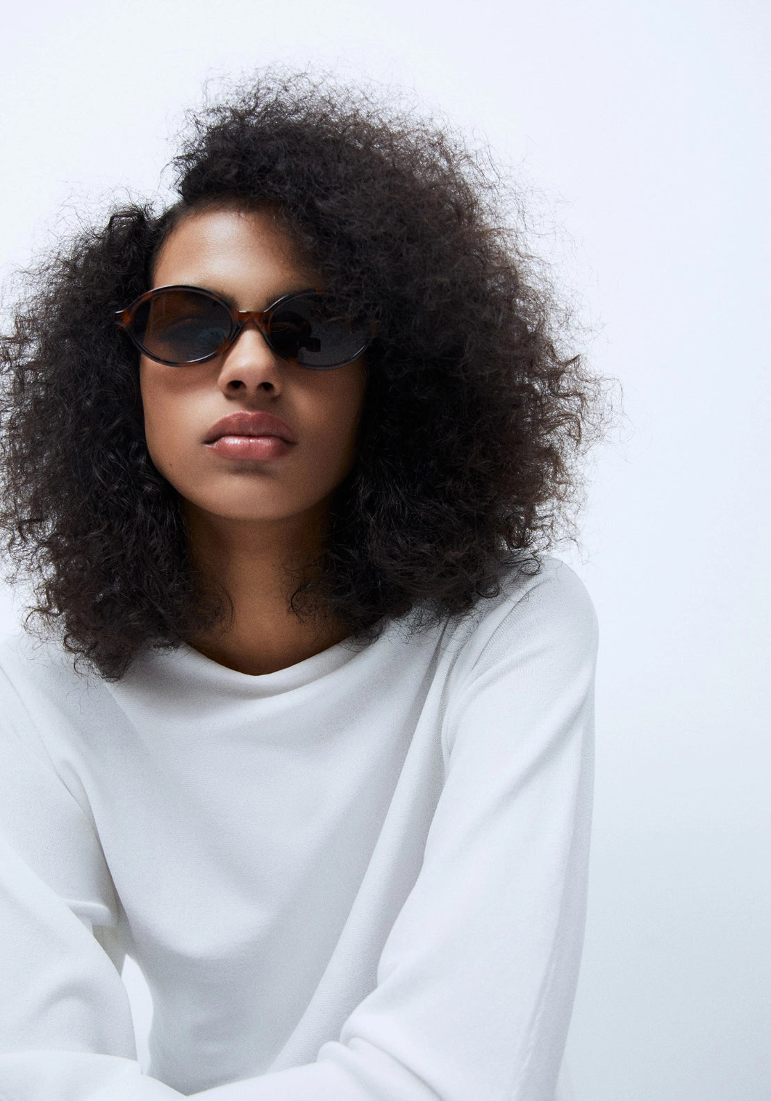 Asymmetric Neck Sweater - White