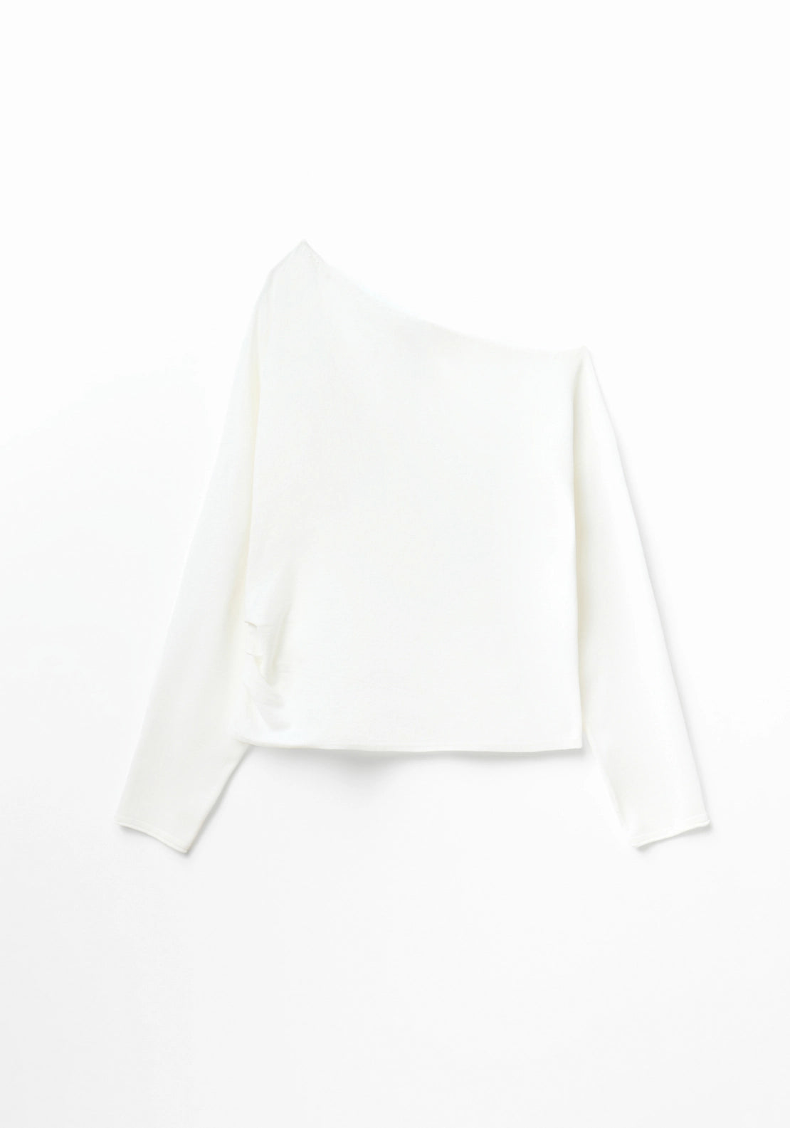 Asymmetric Neck Sweater - White