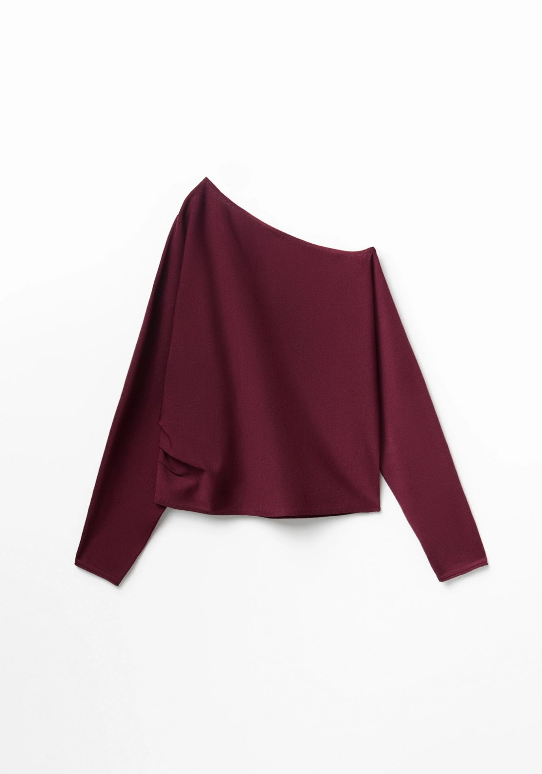 Asymmetric Neck Sweater - Red