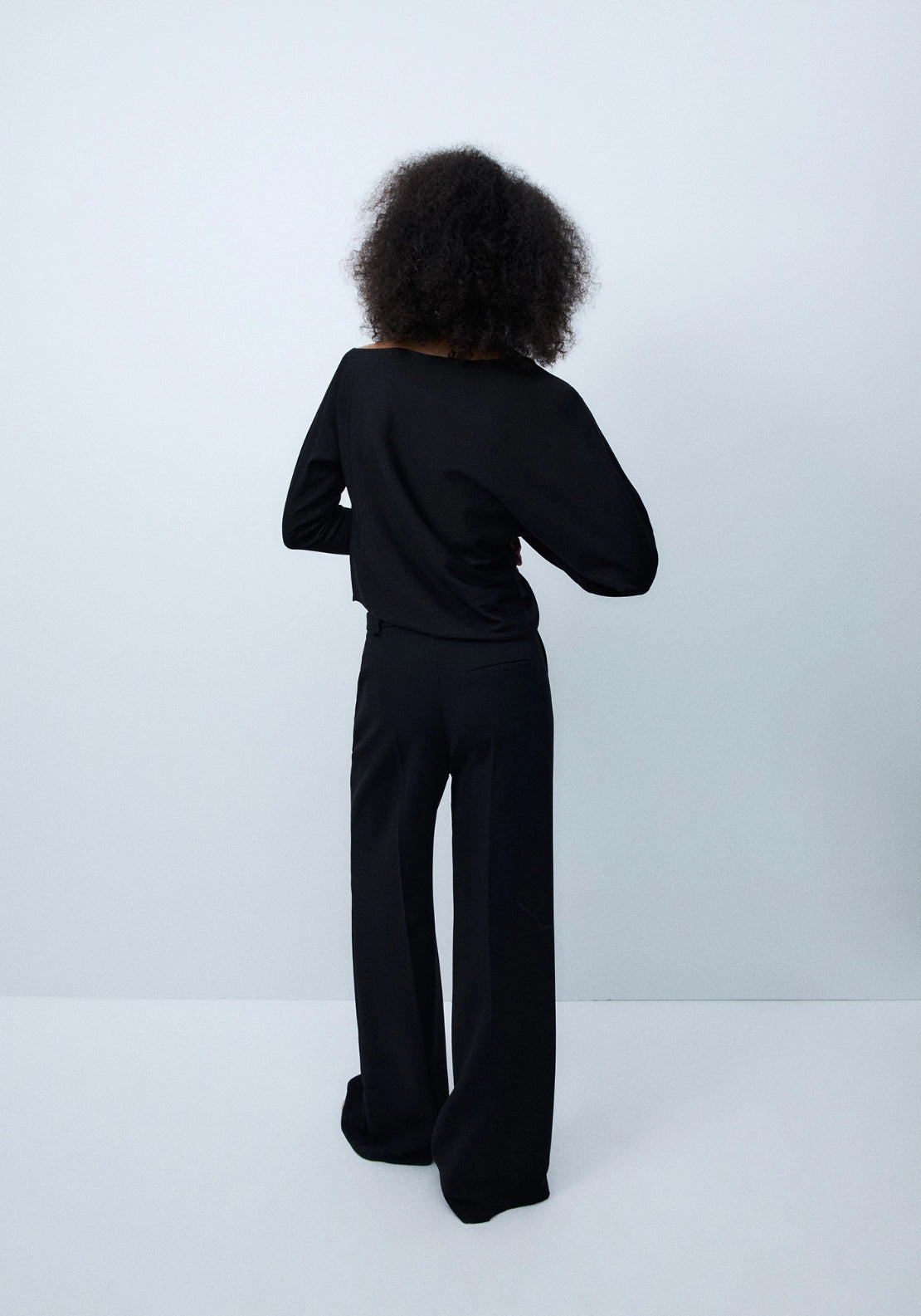 Asymmetric Neck Sweater - Black