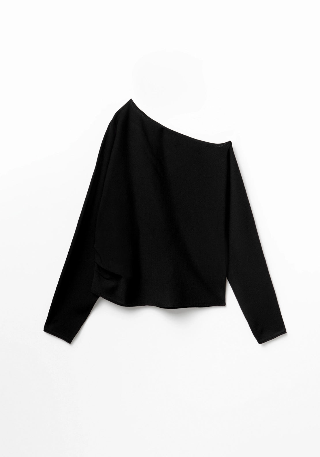 Asymmetric Neck Sweater - Black
