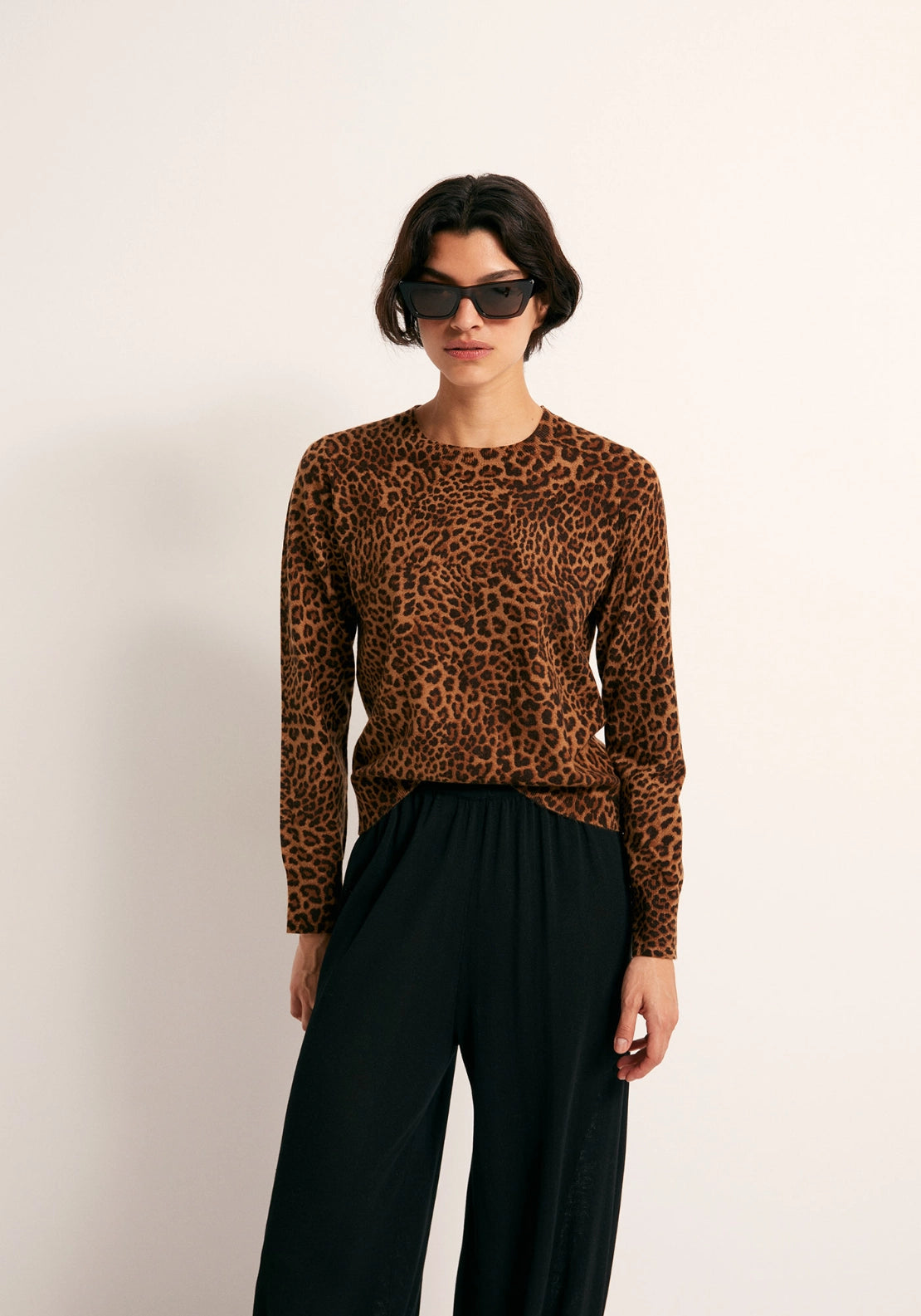 Animal Print Sweater - Beige Camel