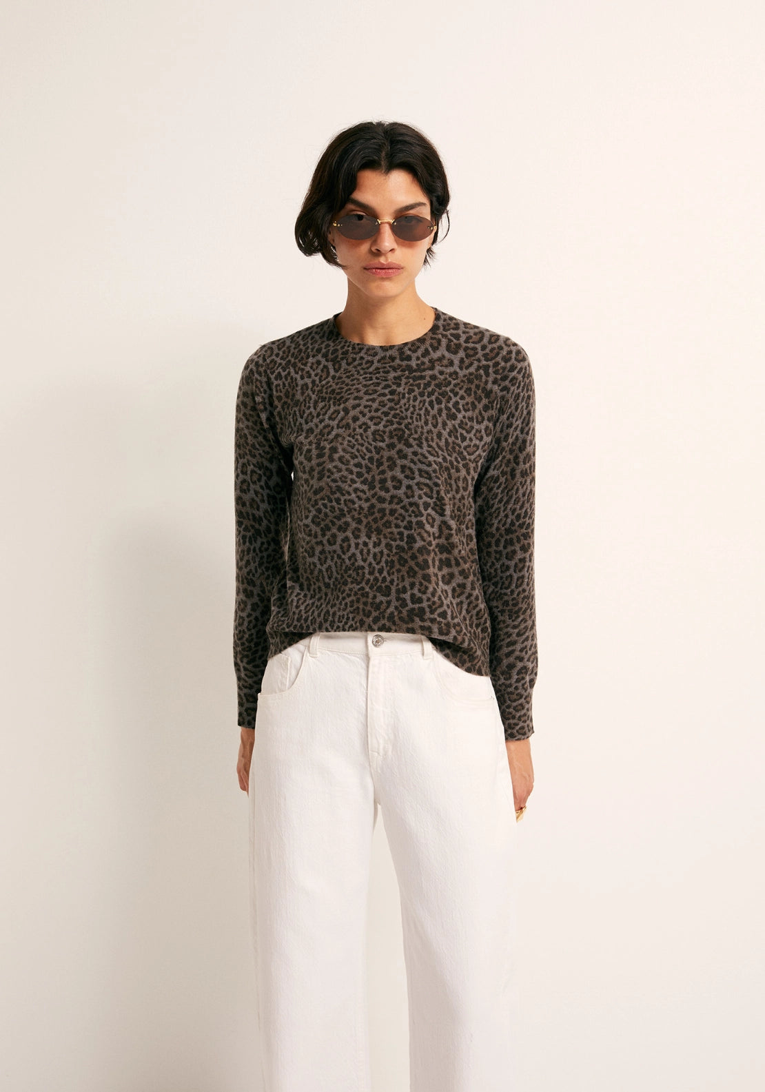 Animal Print Sweater - Grey