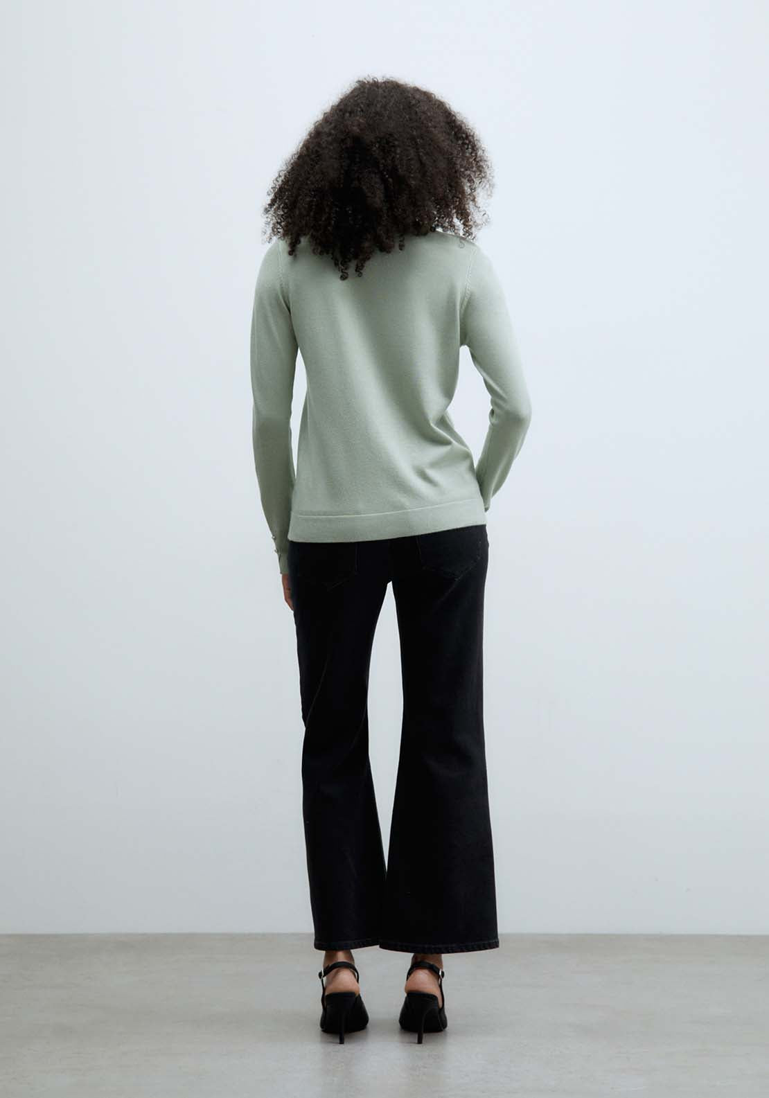 Sfera Jewel buttons cardigan - Green Aquamarine 3 Shaws Department Stores