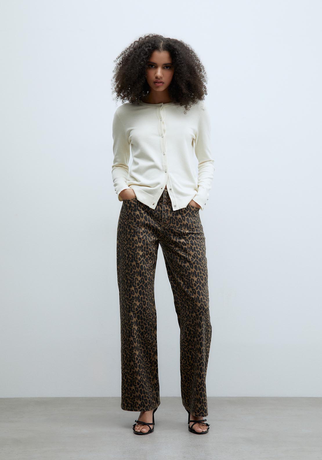 Sfera Jewel buttons cardigan - Ecru Mink 2 Shaws Department Stores