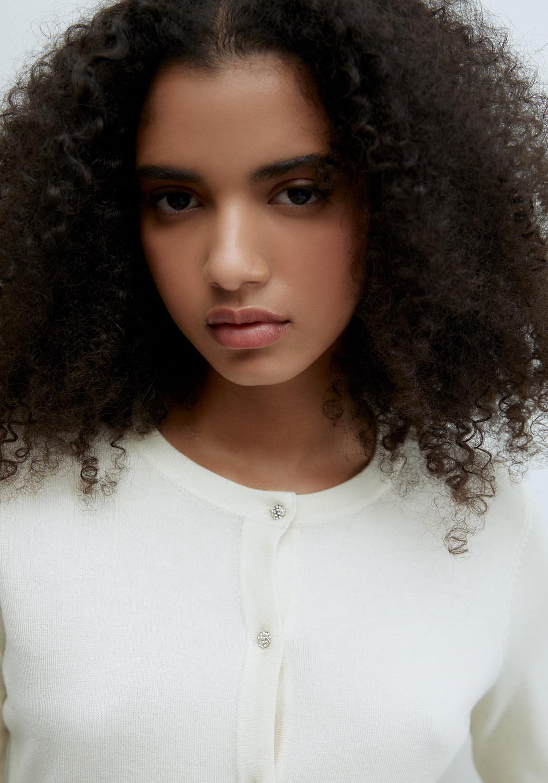 Sfera Jewel buttons cardigan - Ecru Mink 5 Shaws Department Stores
