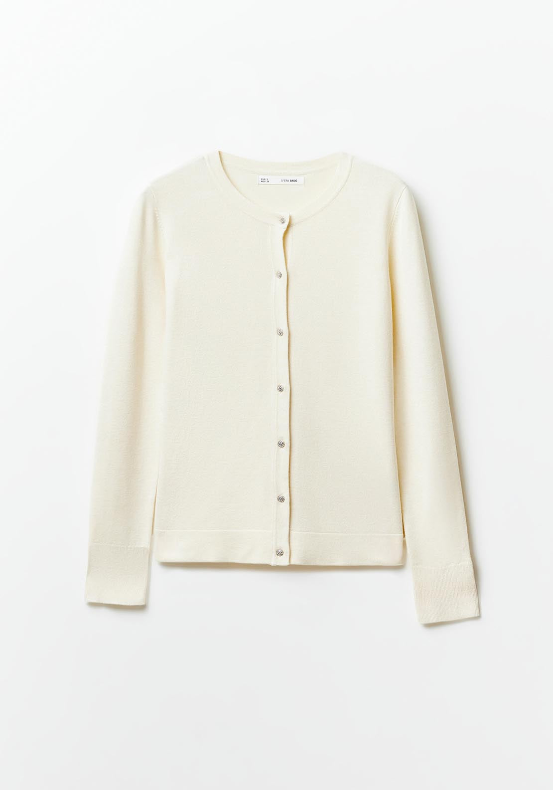 Sfera Jewel buttons cardigan - Ecru Mink 6 Shaws Department Stores