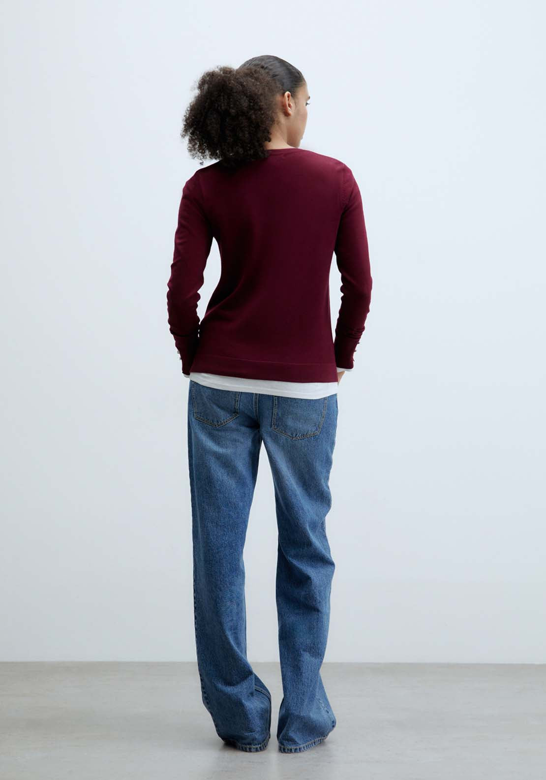 Sfera Jewel buttons cardigan - Burgundy 5 Shaws Department Stores