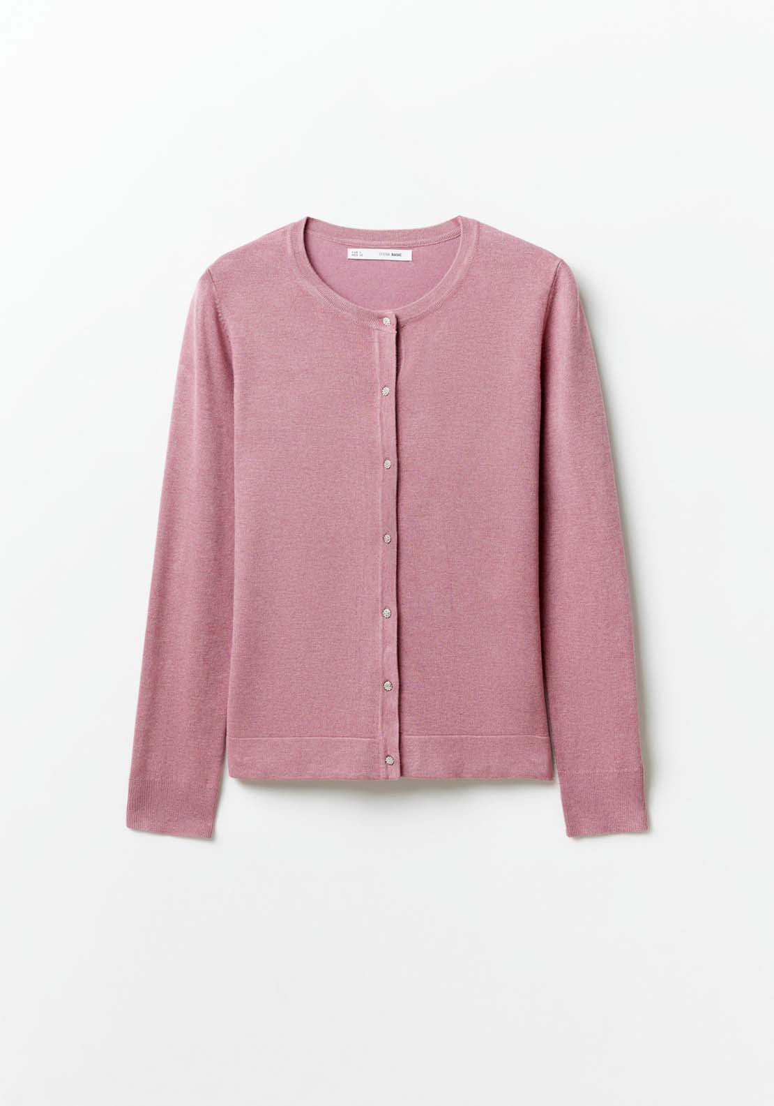 Sfera Jewel buttons cardigan - Pink Melange 6 Shaws Department Stores