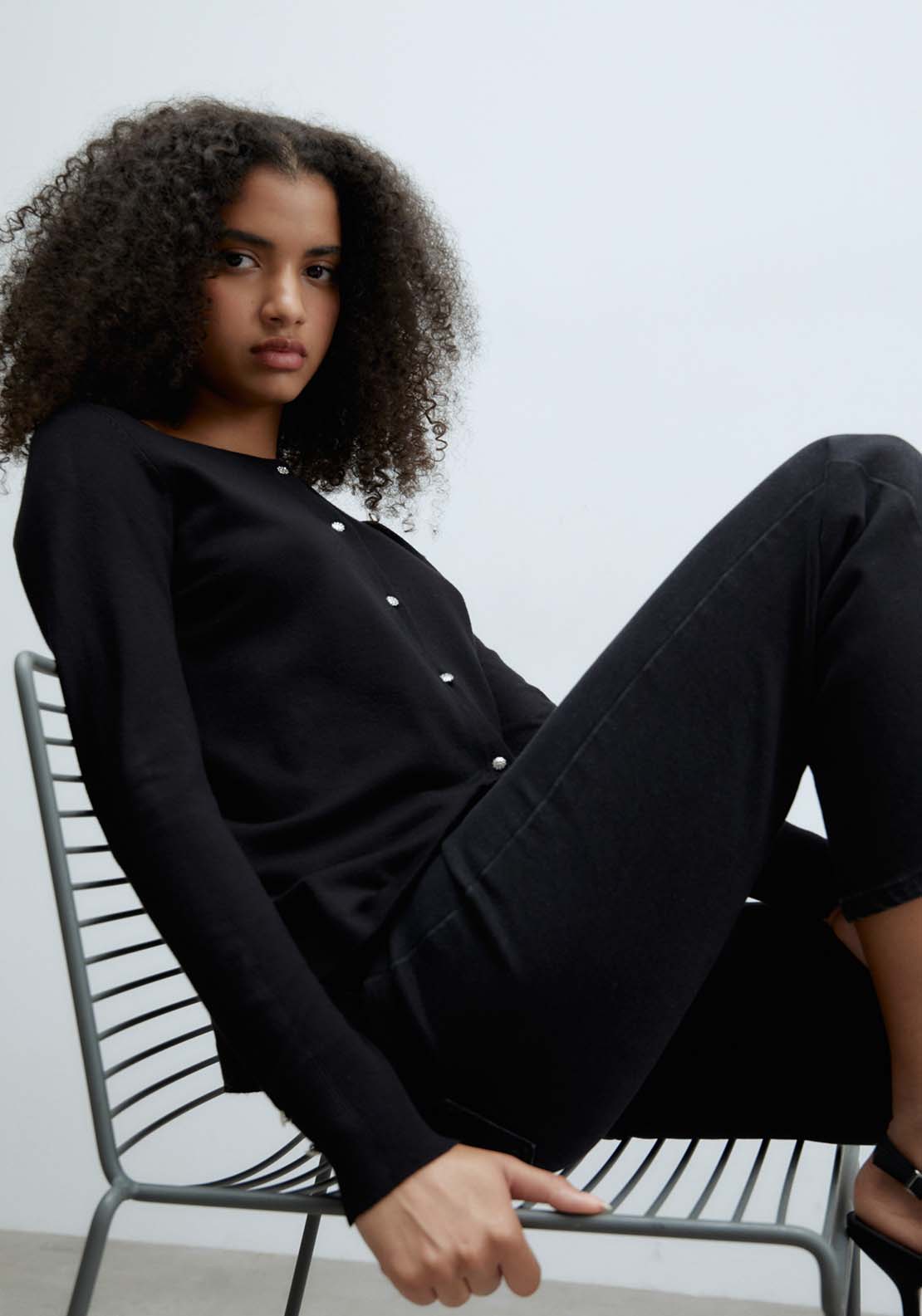 Sfera Jewel buttons cardigan - Black 3 Shaws Department Stores
