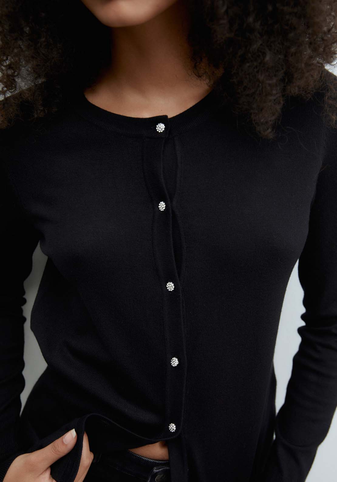Sfera Jewel buttons cardigan - Black 2 Shaws Department Stores