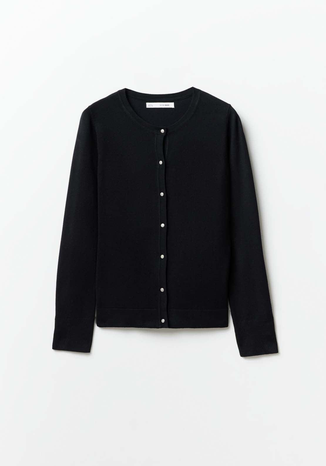 VAULTROOM ROUND NECK CARDIGAN / BLACK VAULTROOM ROUND NECK