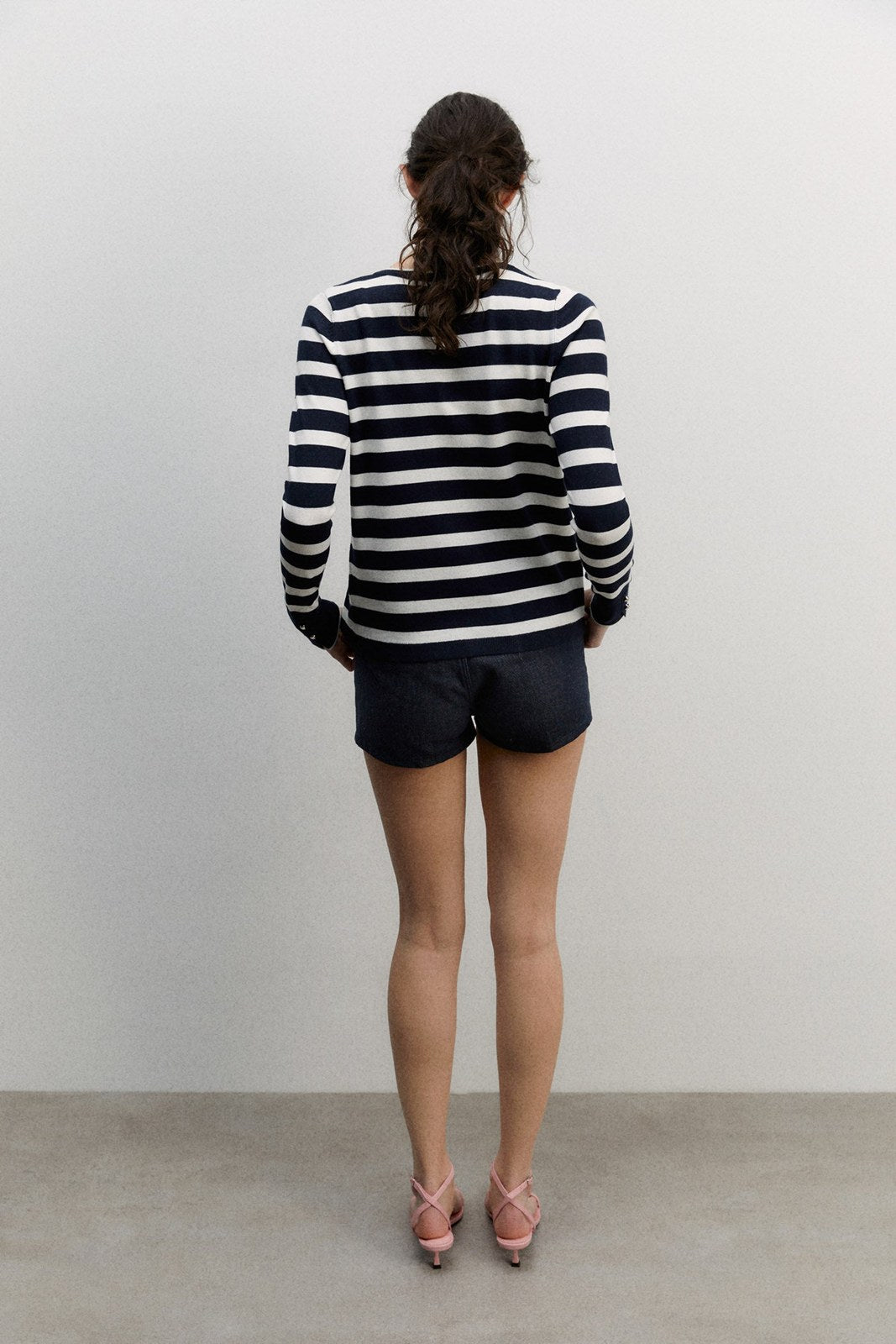 Sfera Stripes cardigan - Navy 4 Shaws Department Stores