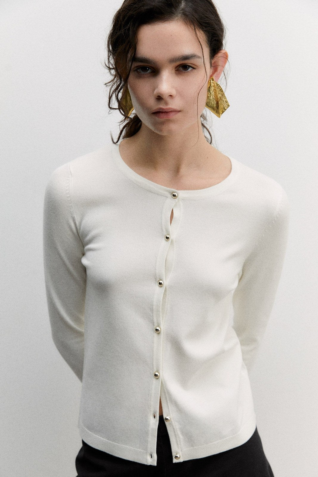 Sfera Plain cardigan - White 2 Shaws Department Stores