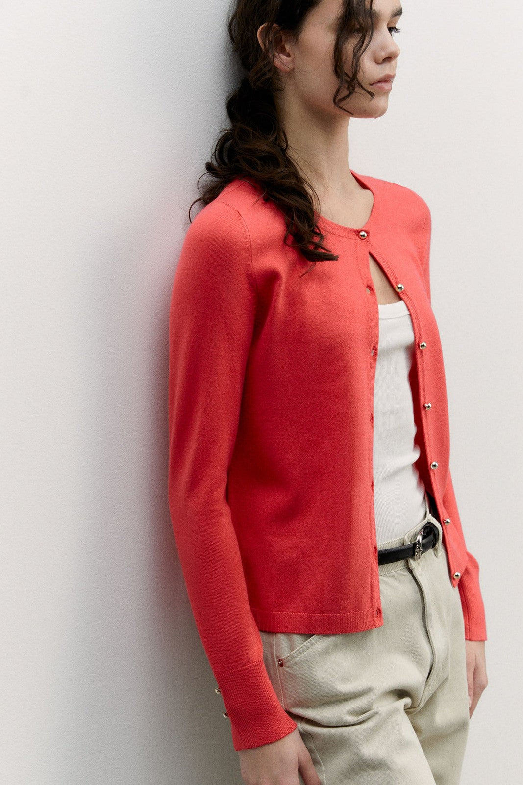 Sfera Plain cardigan - Carmin 4 Shaws Department Stores