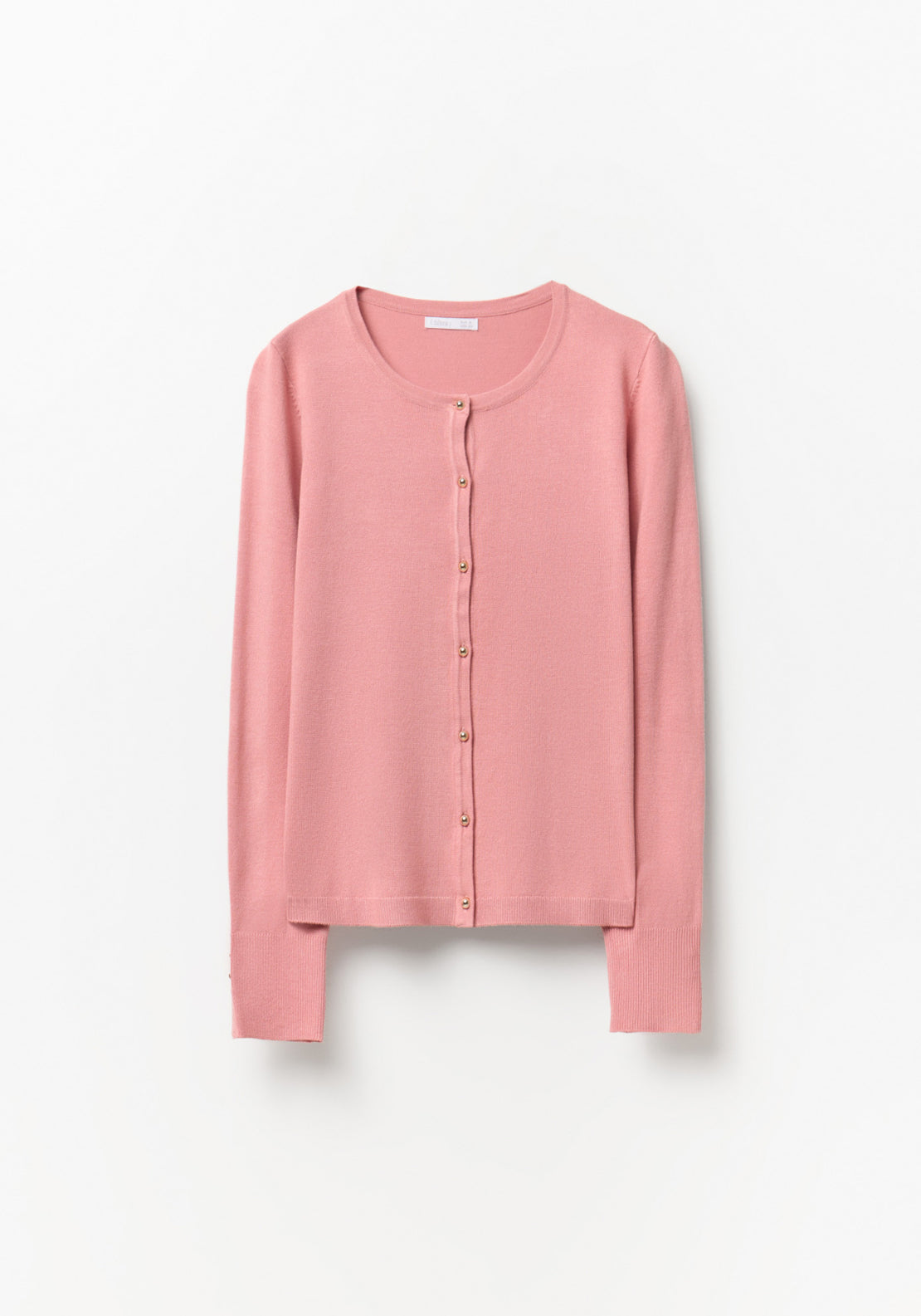 Round Neck Knit Cardigan - Pink