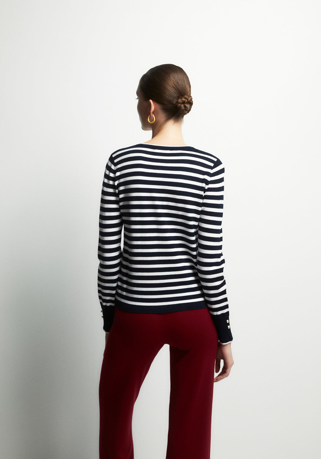 Stripe Print Knit Cardigan - Blue