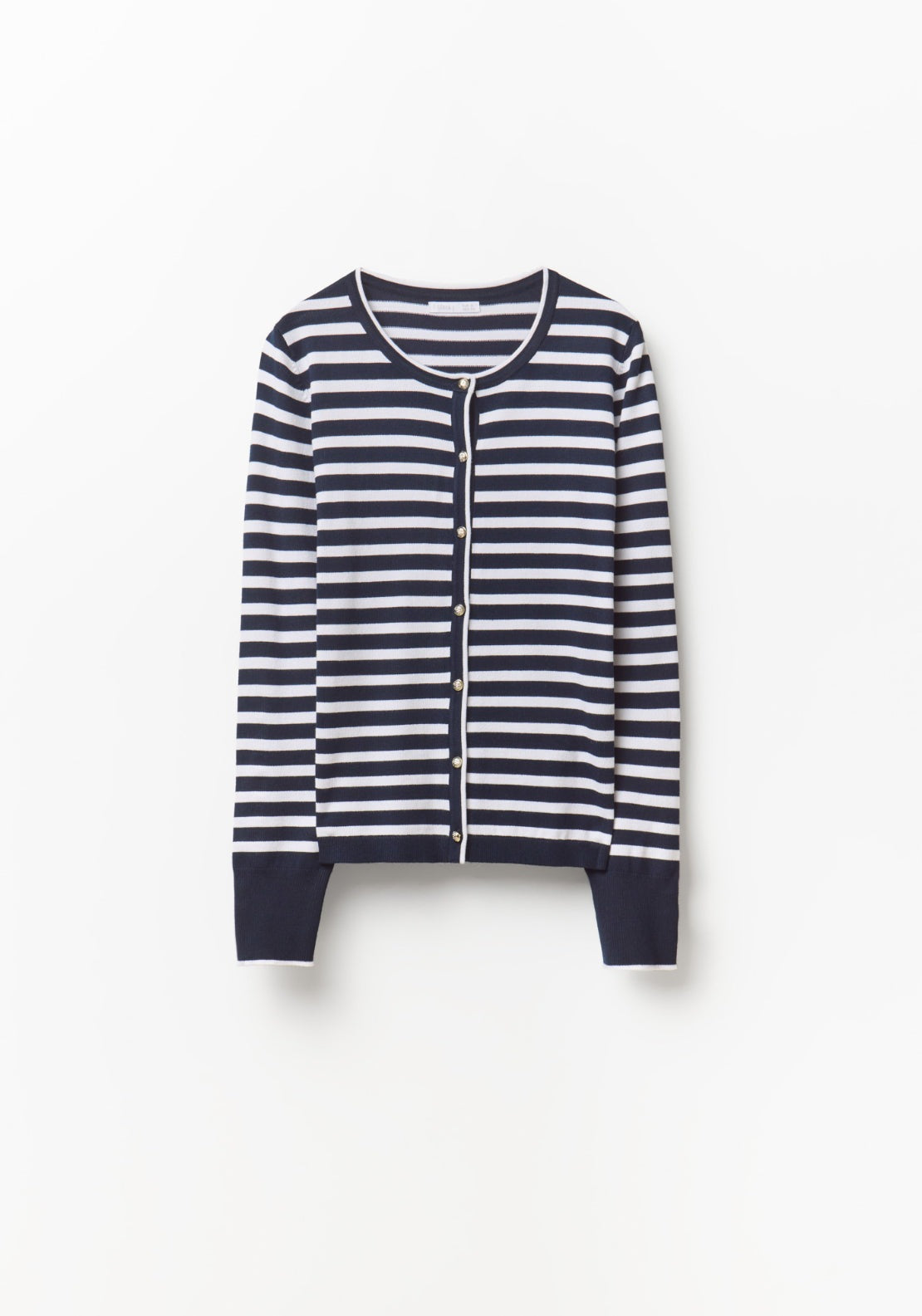 Stripe Print Knit Cardigan - Blue