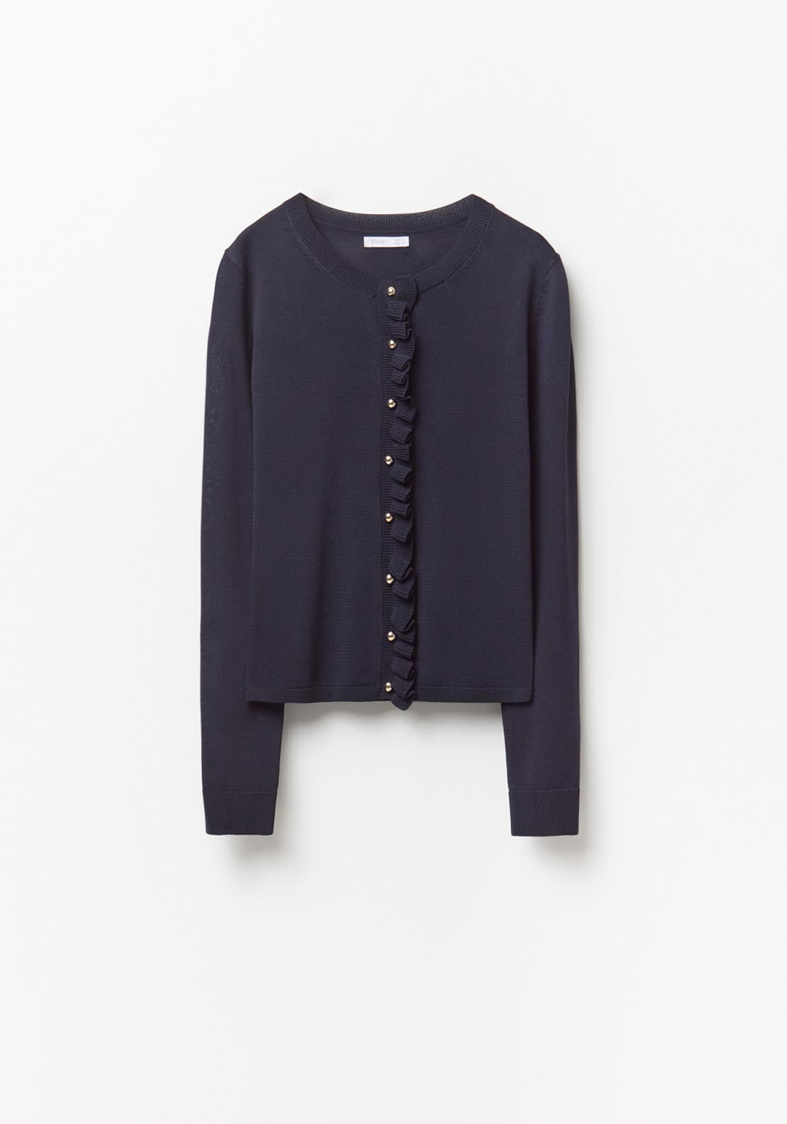 Ruffles Knit Cardigan - Blue