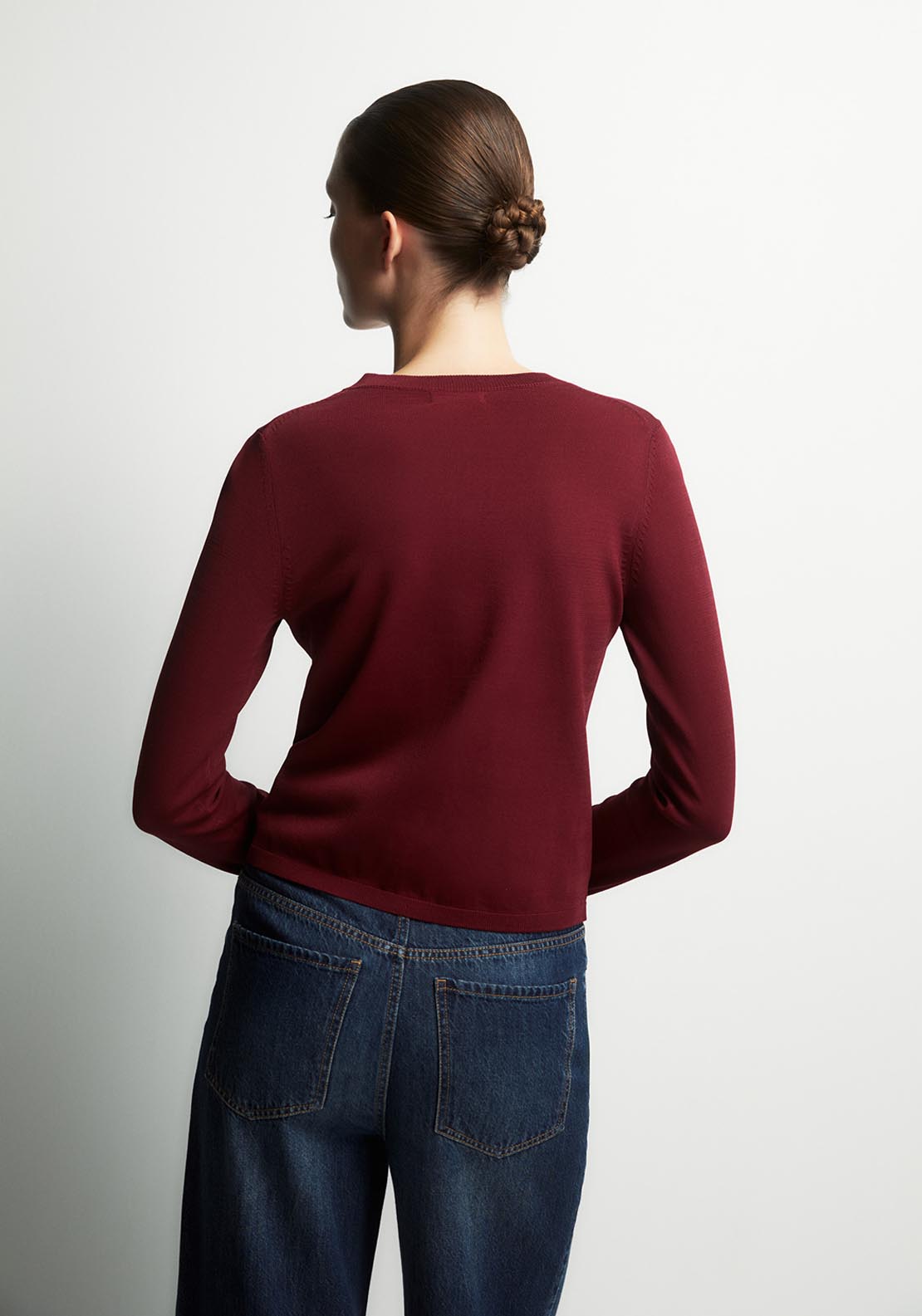 Ruffles Knit Cardigan - Red