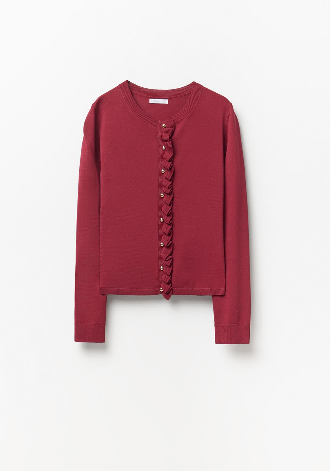Ruffles Knit Cardigan - Red