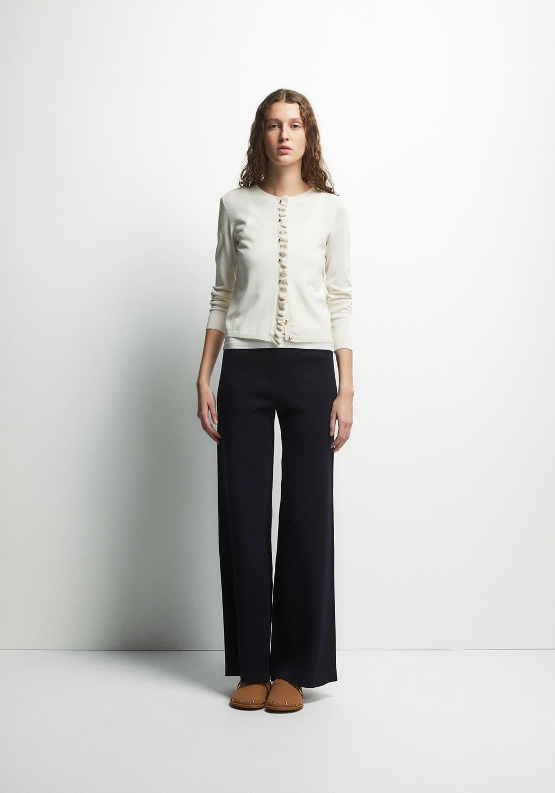 Ruffles Knit Cardigan - White