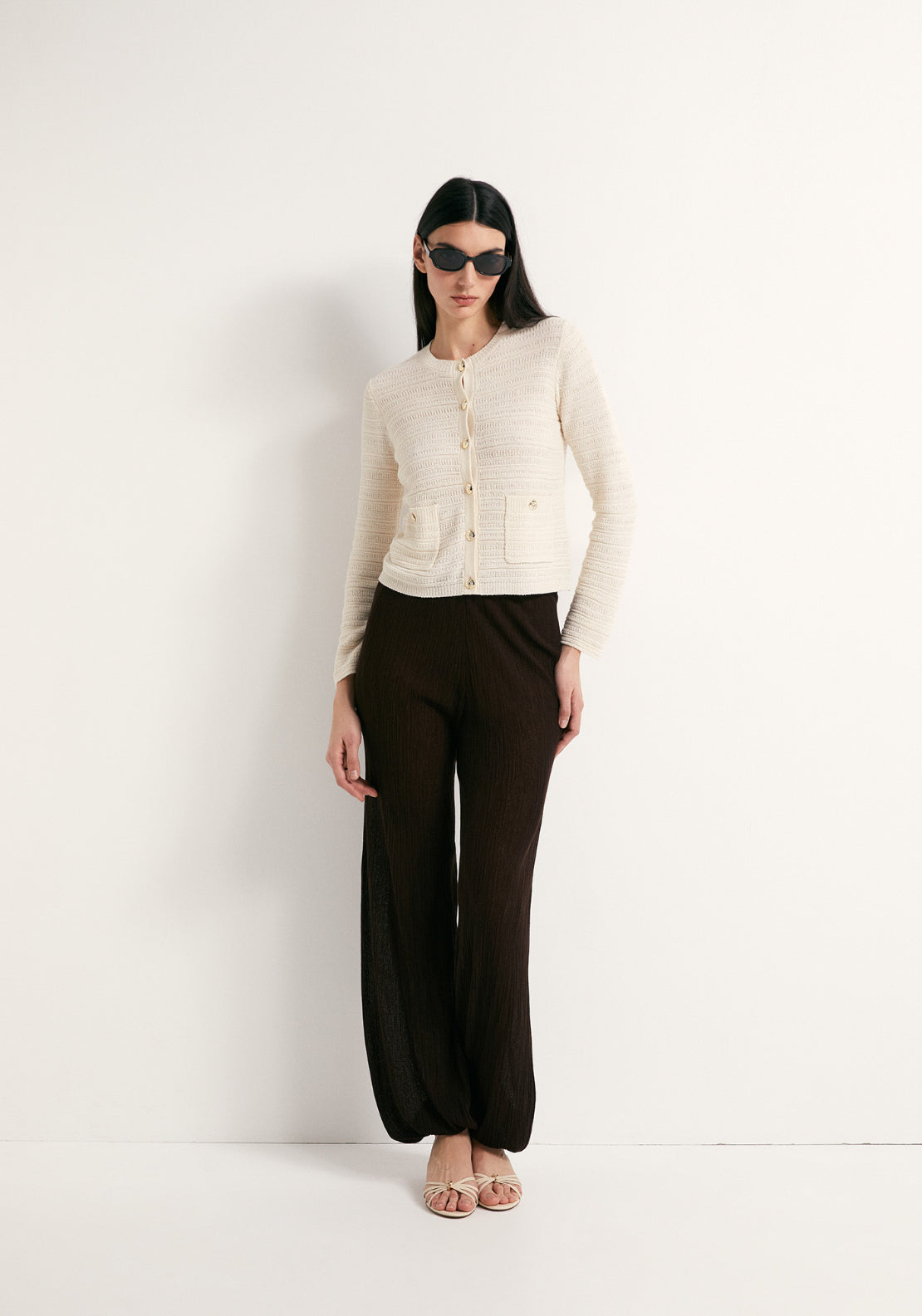 Structured Knit Cardigan - Cream