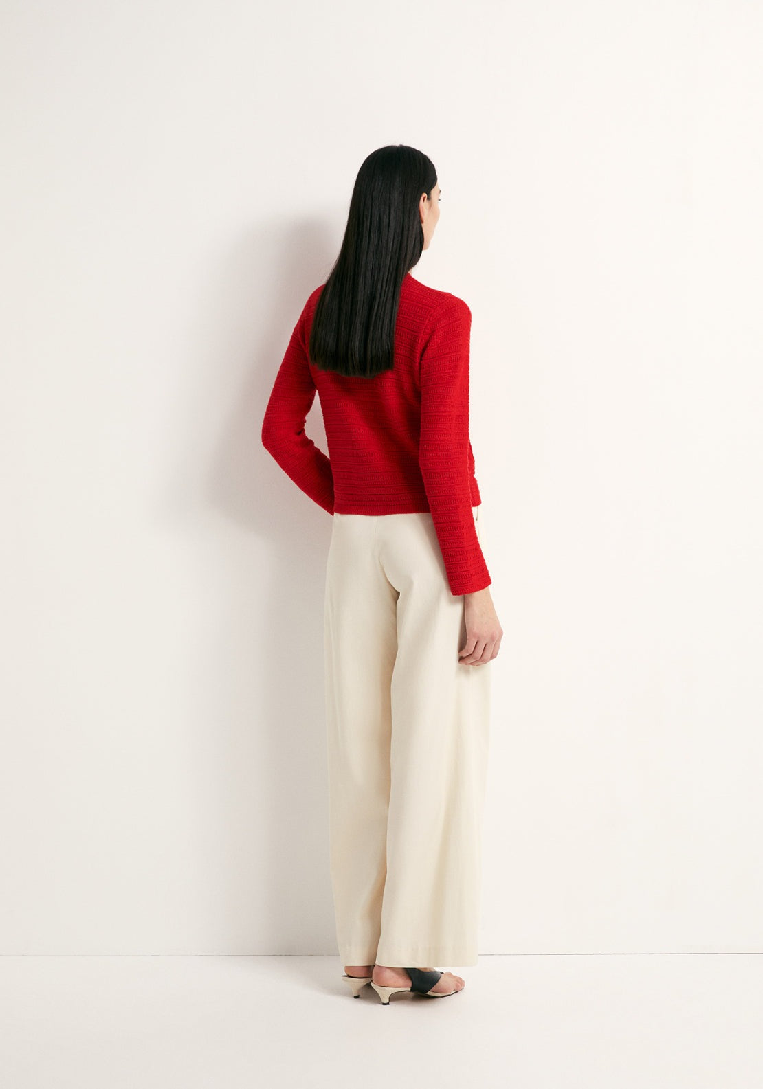 Structured Knit Cardigan - Red