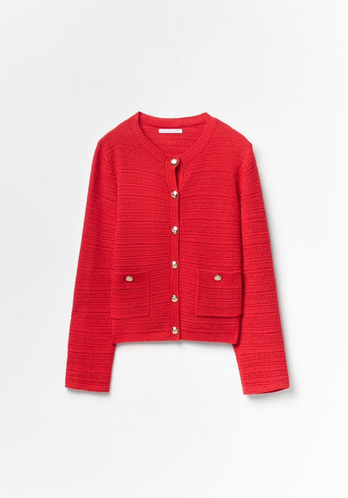 Structured Knit Cardigan - Red