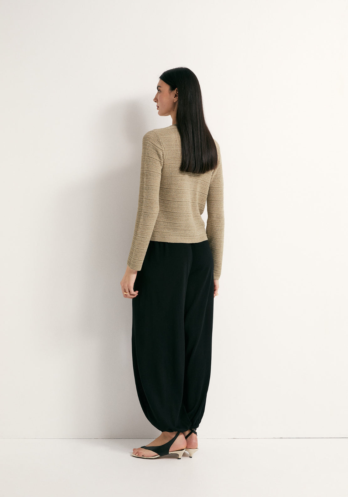 Structured Knit Cardigan - Beige