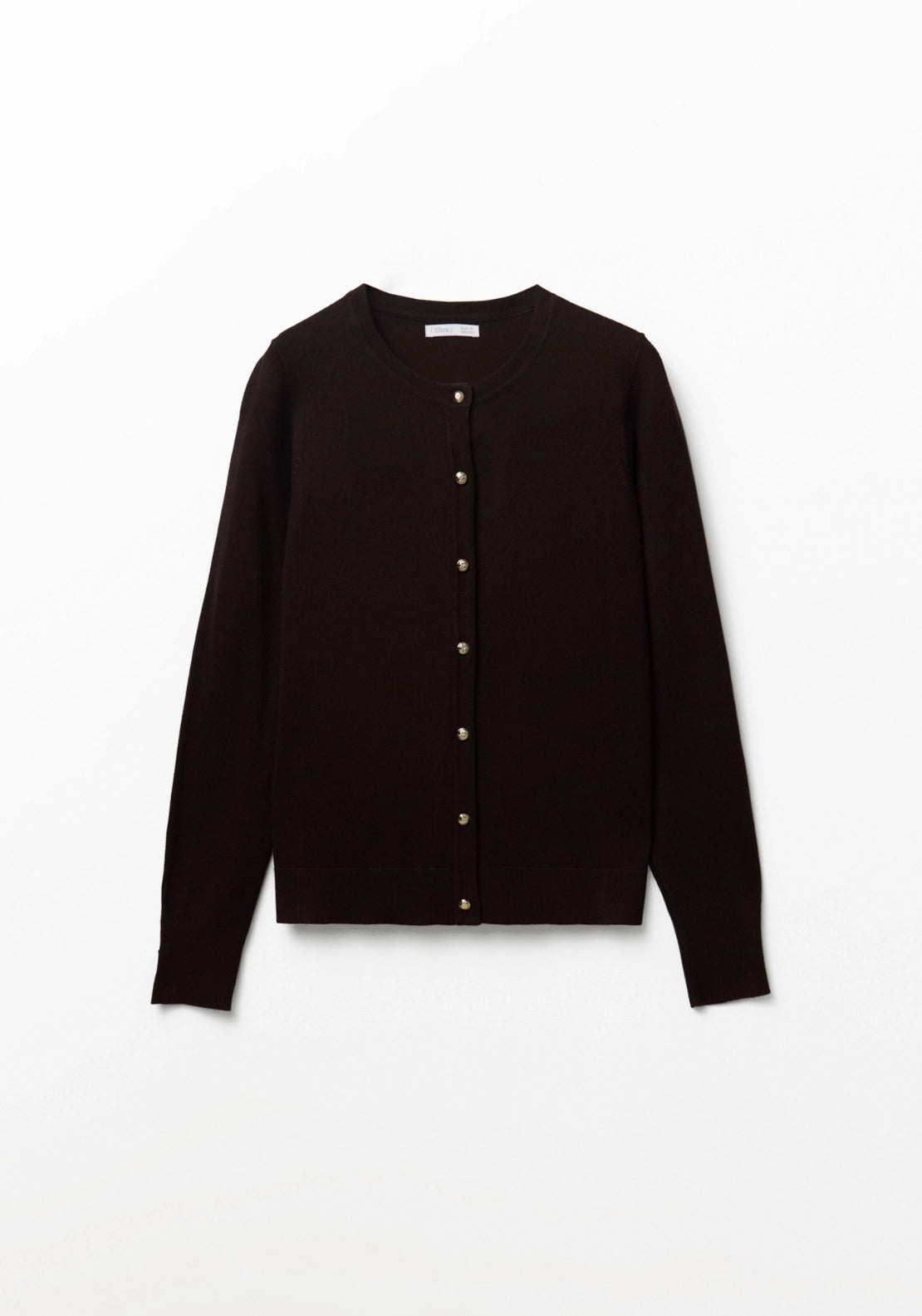 Gold Tone Button Cardigan - Brown