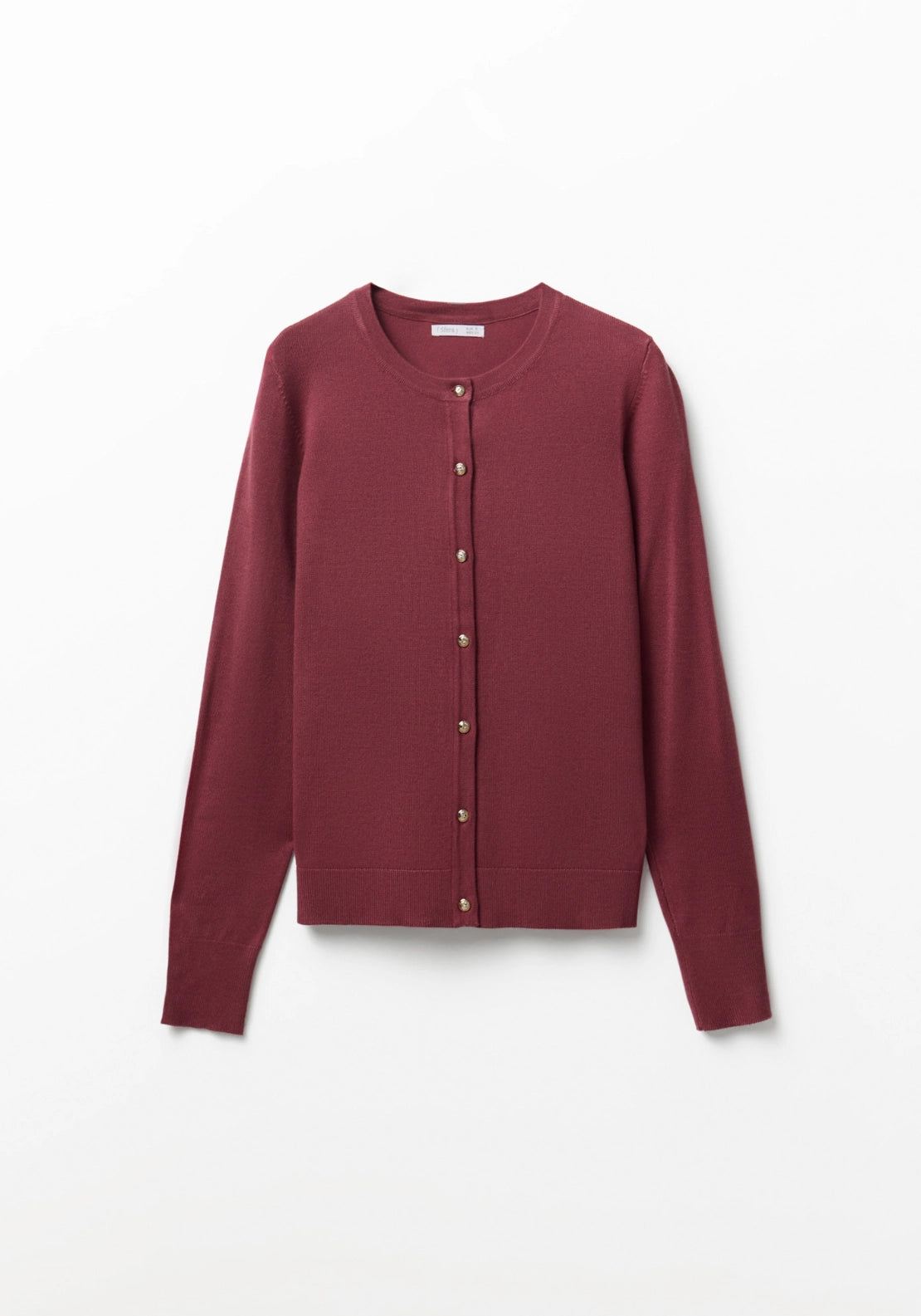 Gold Tone Button Cardigan - Dark Pink
