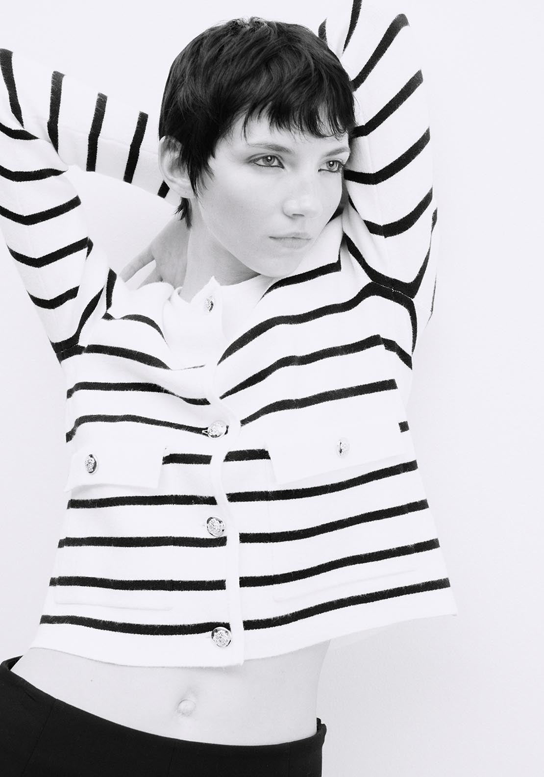 Sfera Pockets striped cardigan - White 6 Shaws Department Stores