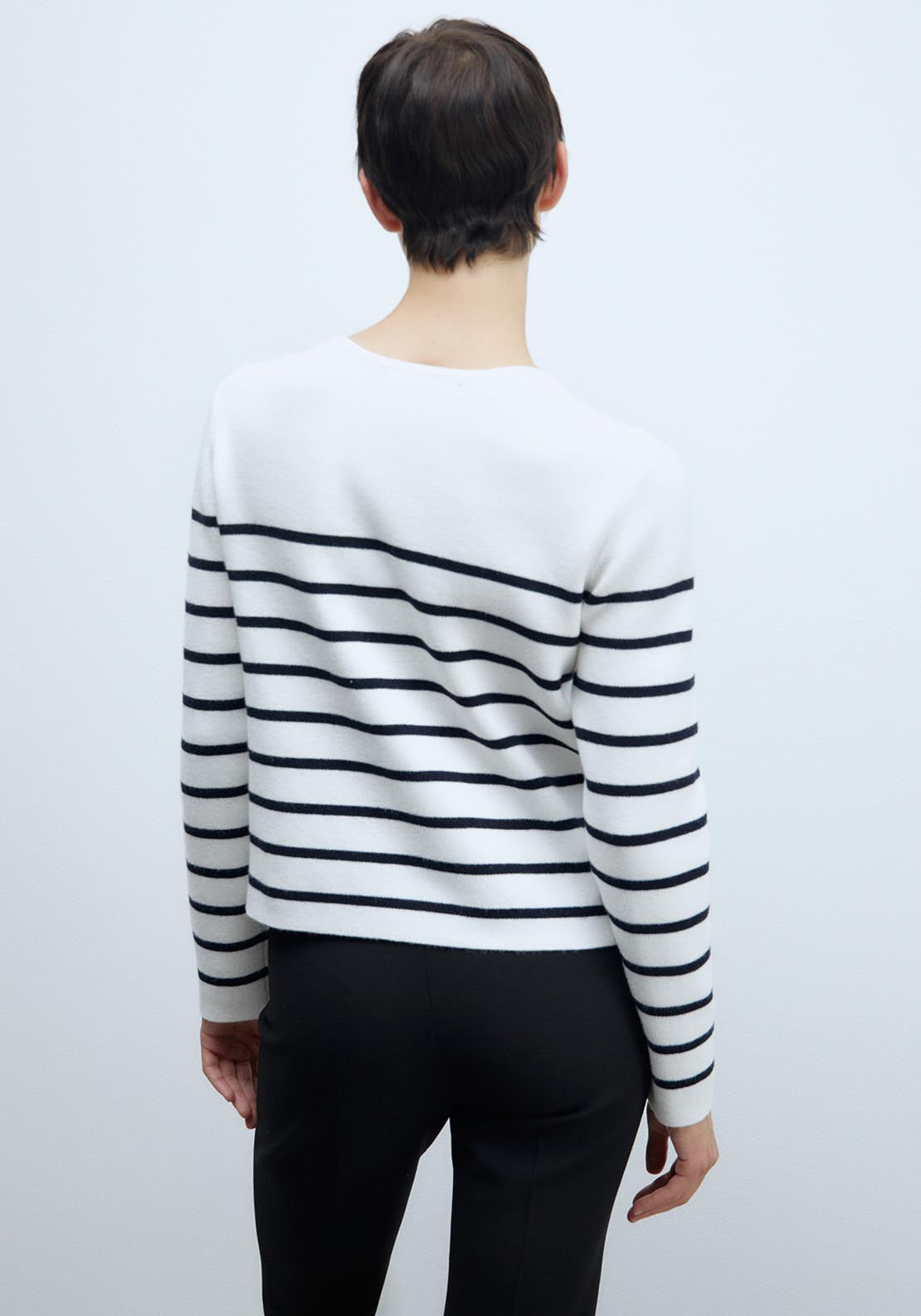 Sfera Pockets striped cardigan - White 5 Shaws Department Stores