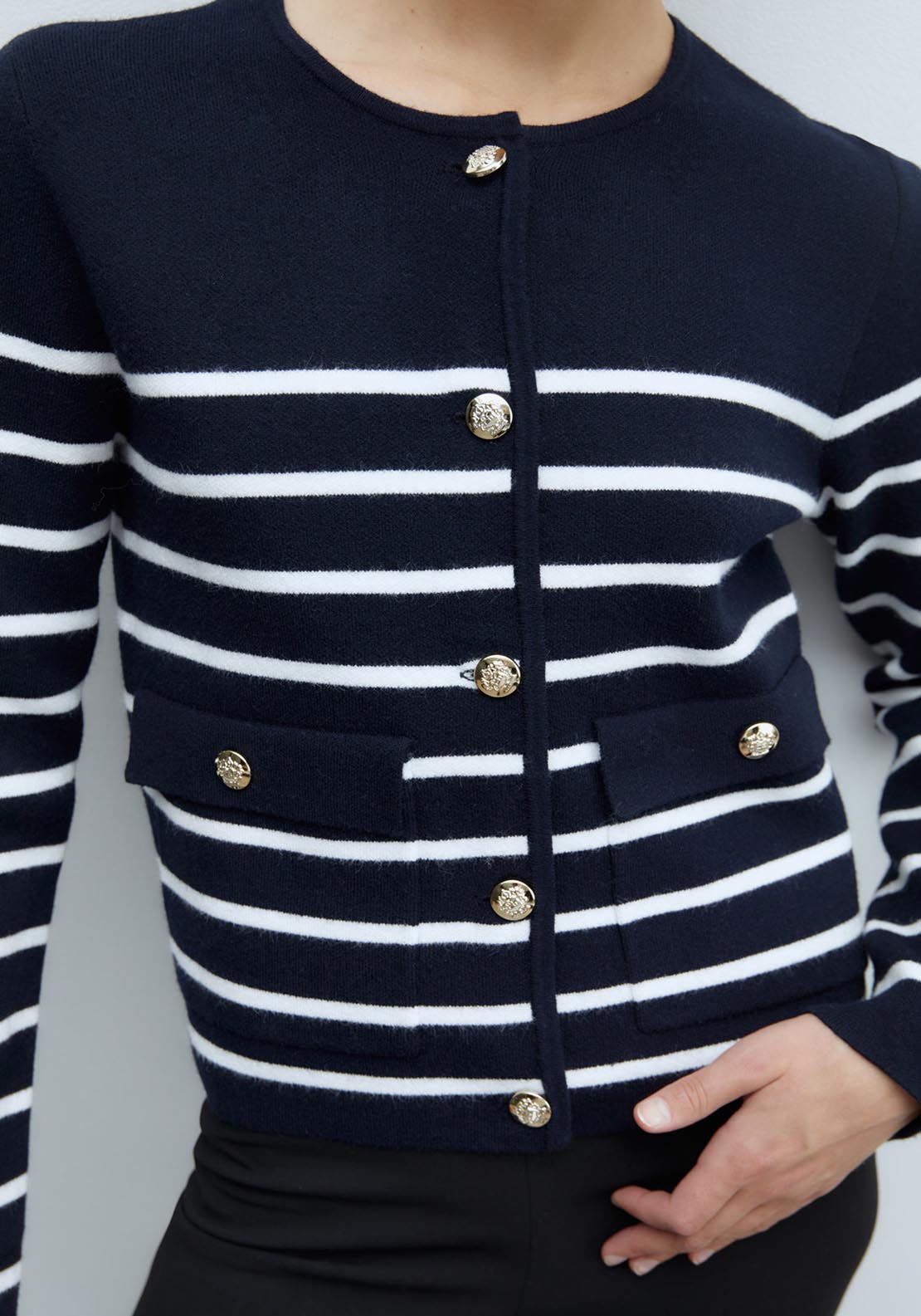 Sfera Pockets striped cardigan - Navy 4 Shaws Department Stores