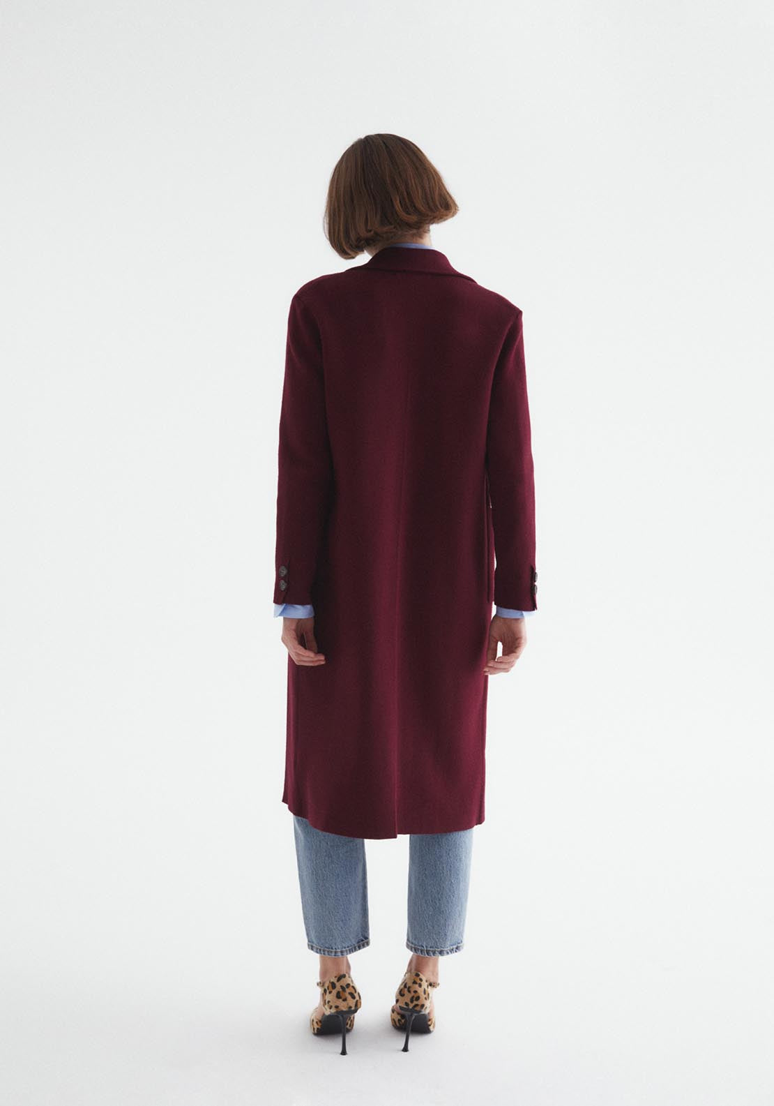 Sfera Pockets lapel collar coat - Currant 4 Shaws Department Stores