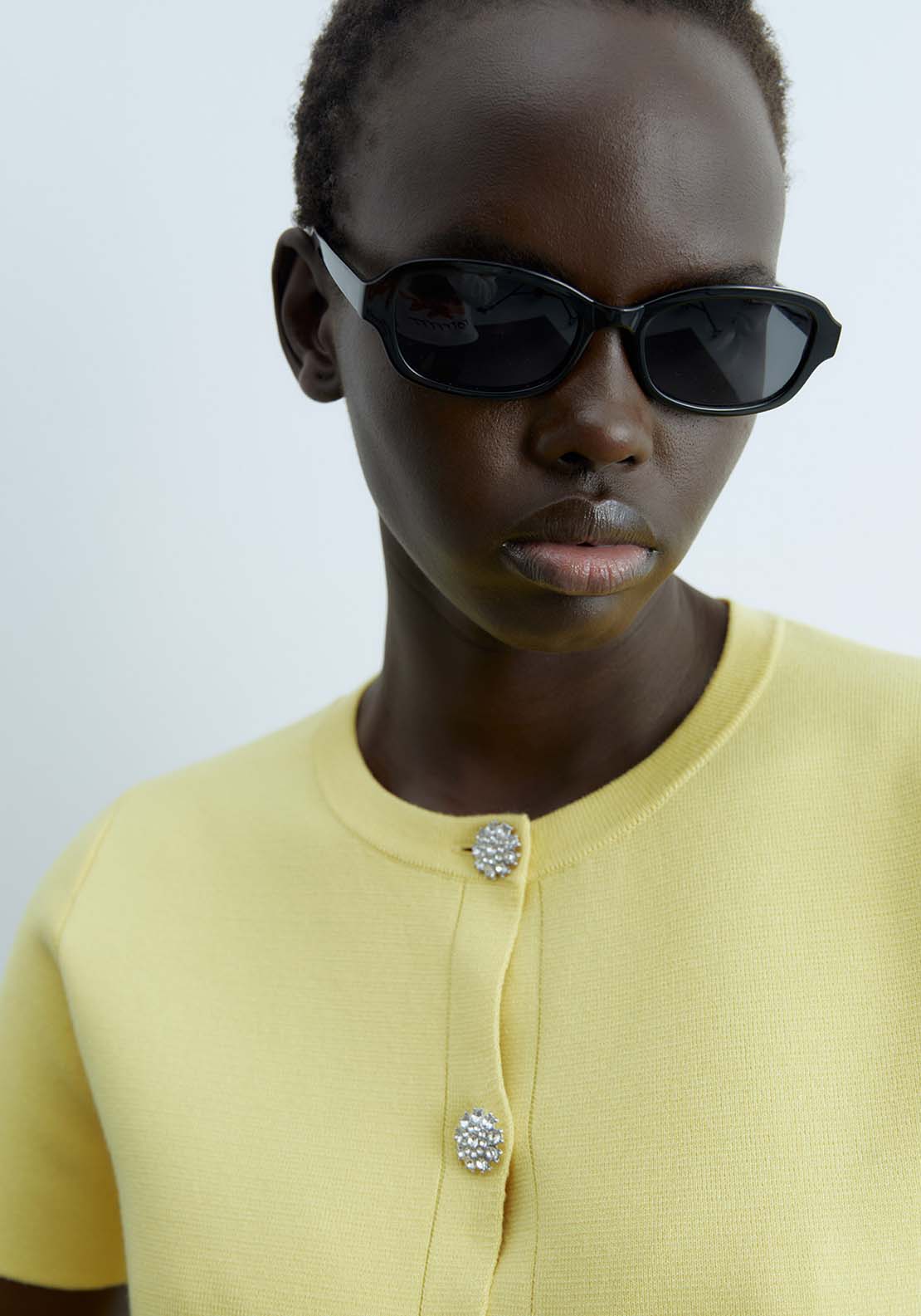 Sfera Bejewelled Buttons Cardigan - Yellow 2 Shaws Department Stores