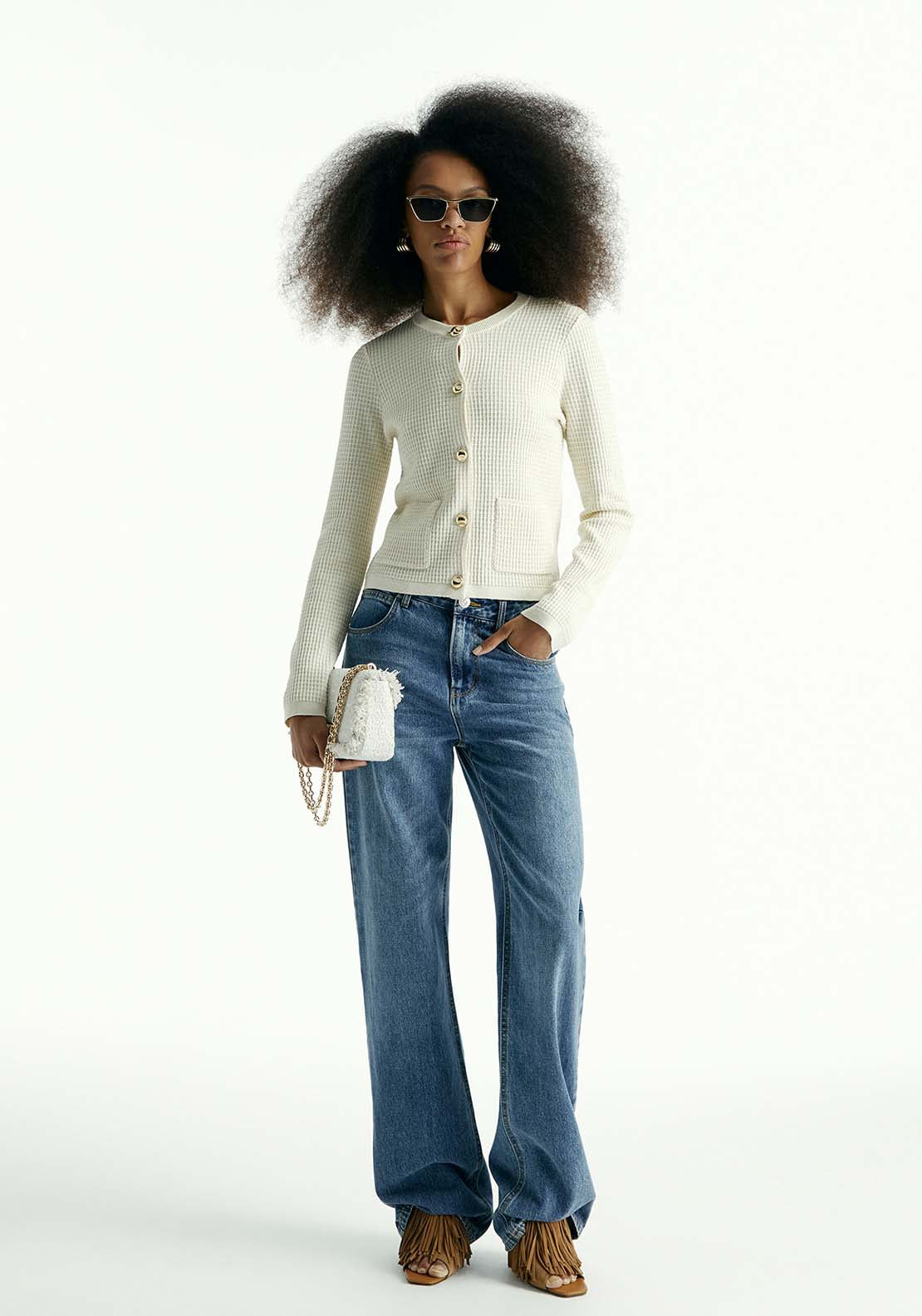 Sfera Pockets Sequin Jacket - Ecru 5 Shaws Department Stores