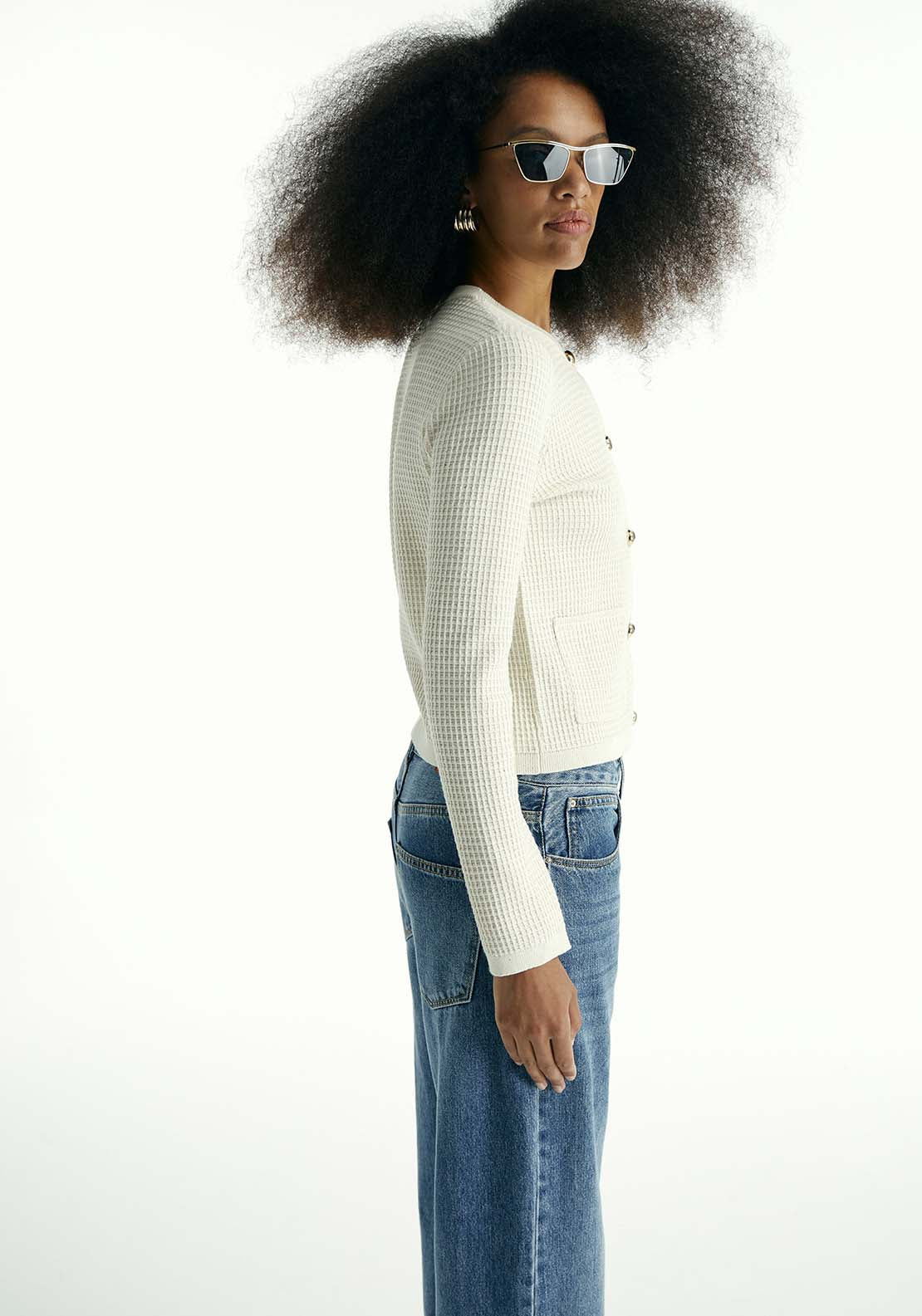 Sfera Pockets Sequin Jacket - Ecru 3 Shaws Department Stores