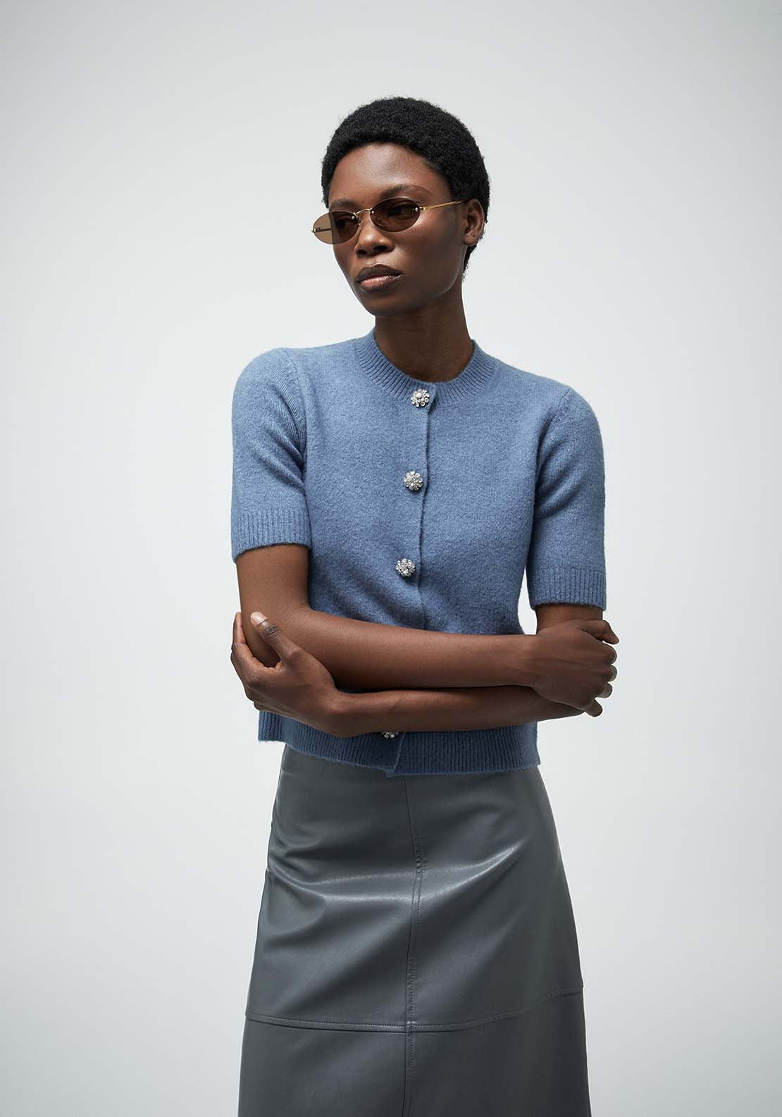 Jacket With Jewel Buttons - Blue