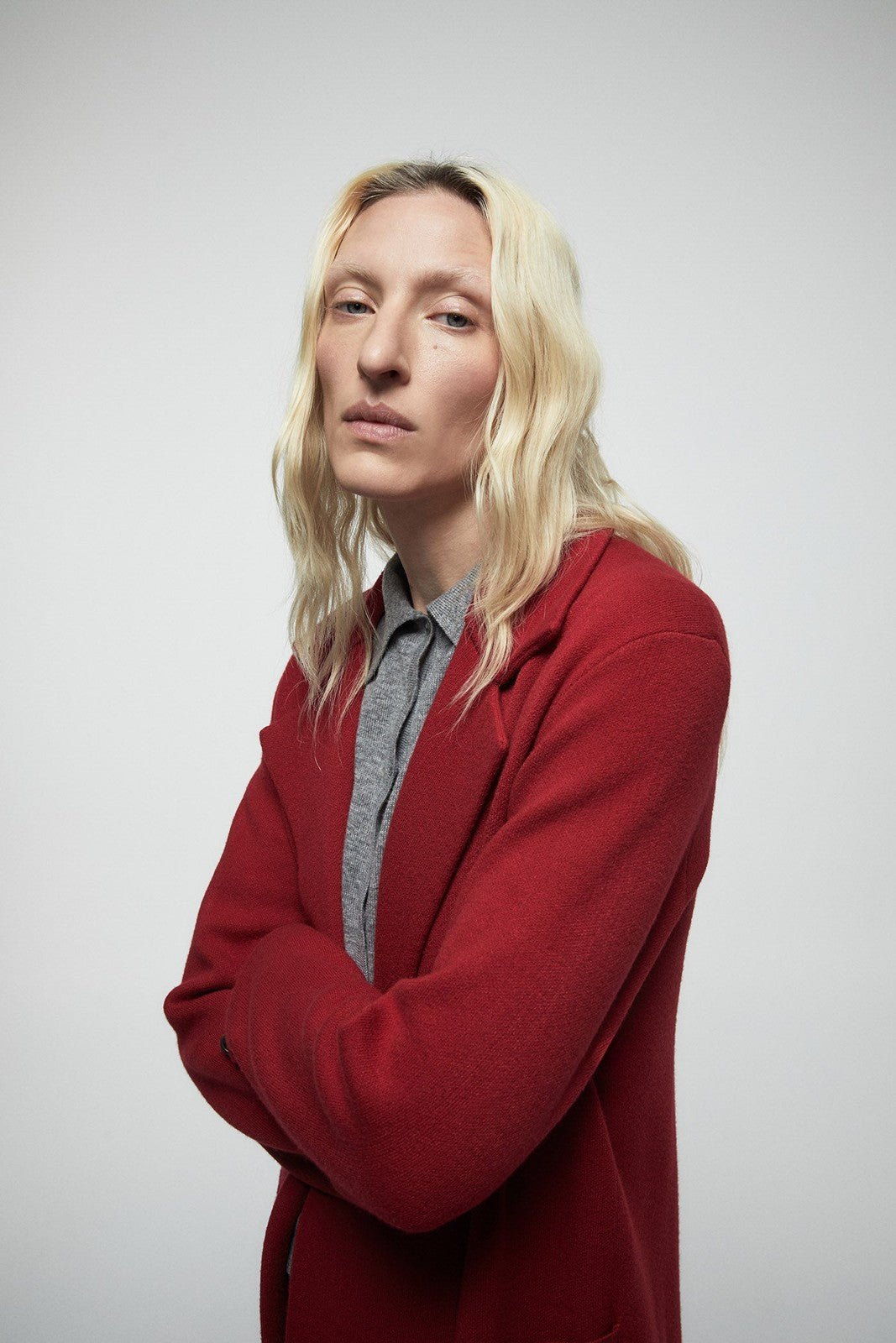 Pockets Lapel Collar Coat - Red