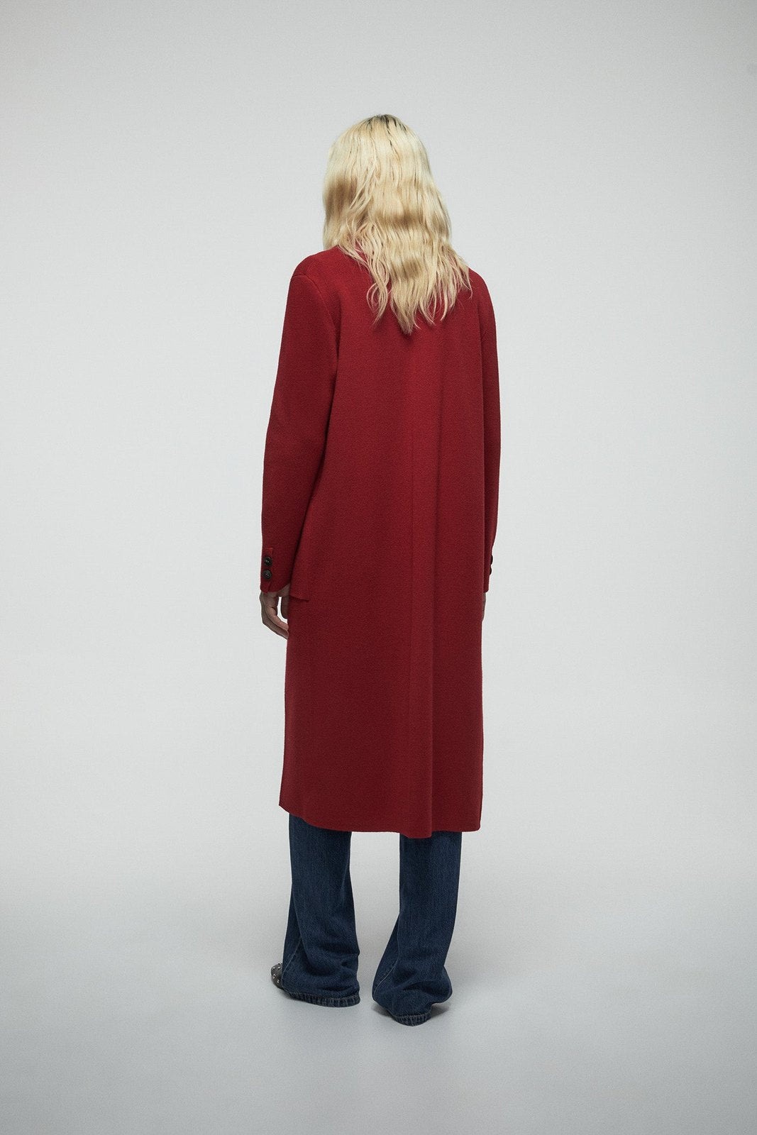 Pockets Lapel Collar Coat - Red