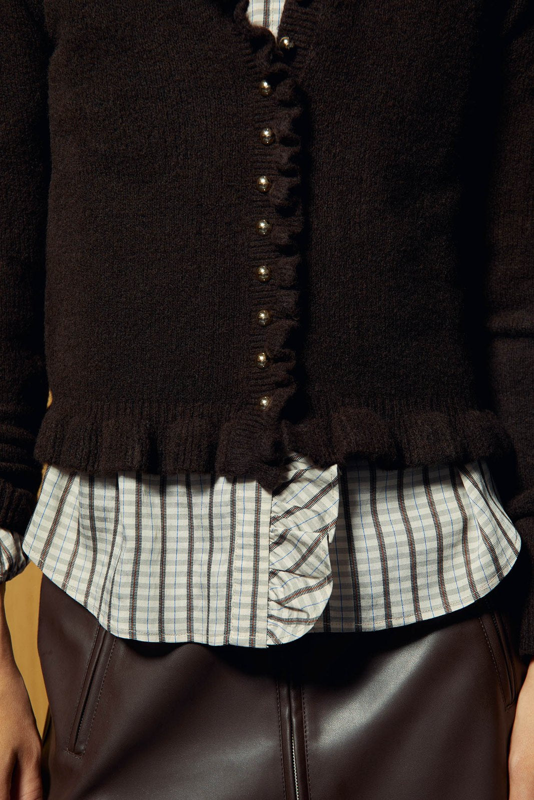 Mini Ruffles Cardigan - Brown
